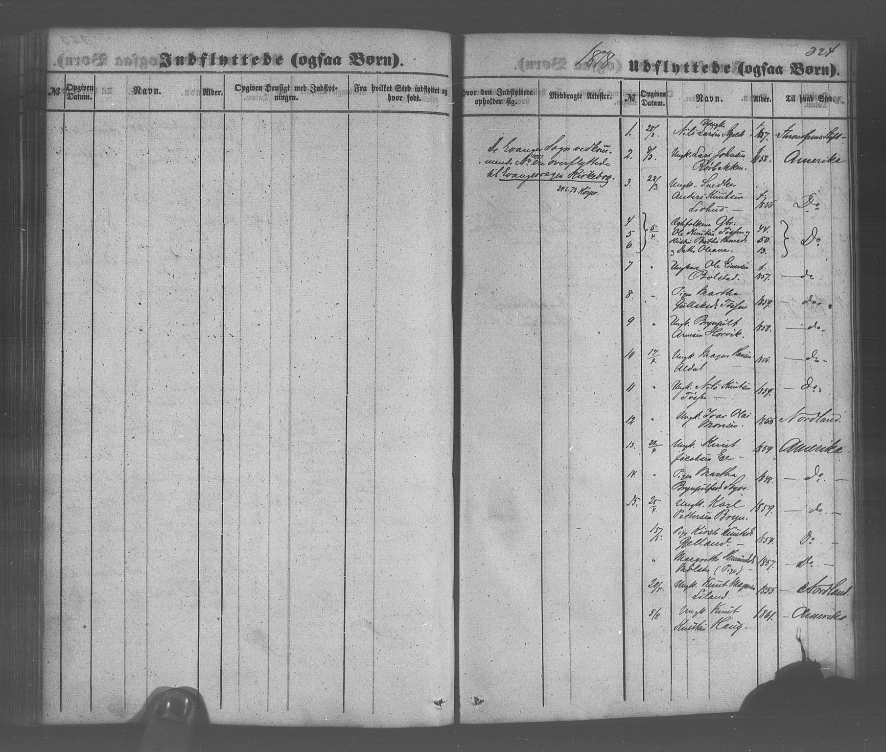 Voss sokneprestembete, SAB/A-79001/H/Haa: Parish register (official) no. A 20, 1855-1886, p. 324