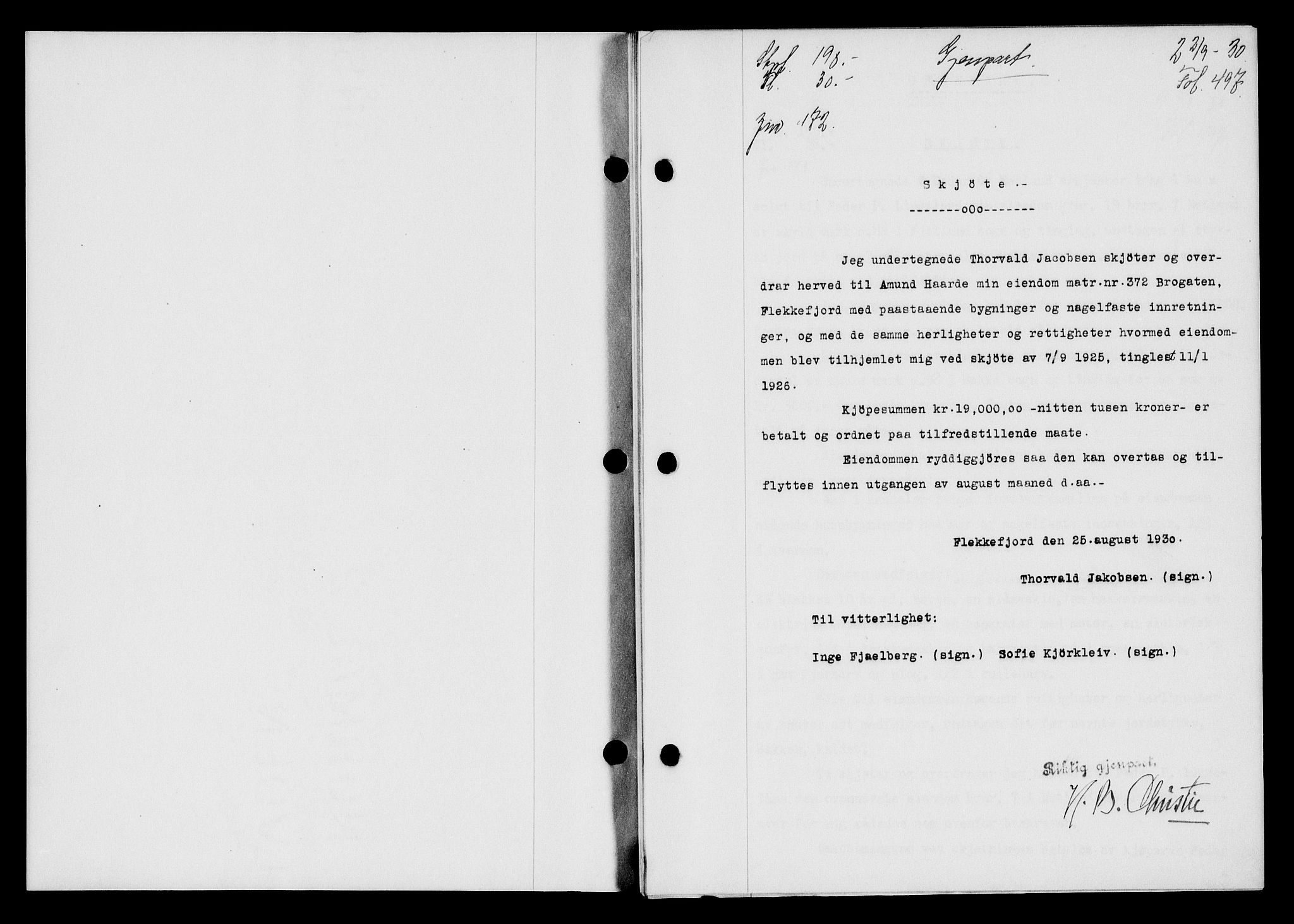 Flekkefjord sorenskriveri, SAK/1221-0001/G/Gb/Gba/L0046: Mortgage book no. 44, 1930-1931, Deed date: 02.09.1930