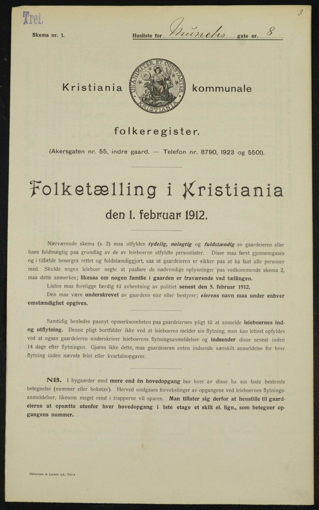 OBA, Municipal Census 1912 for Kristiania, 1912, p. 67172