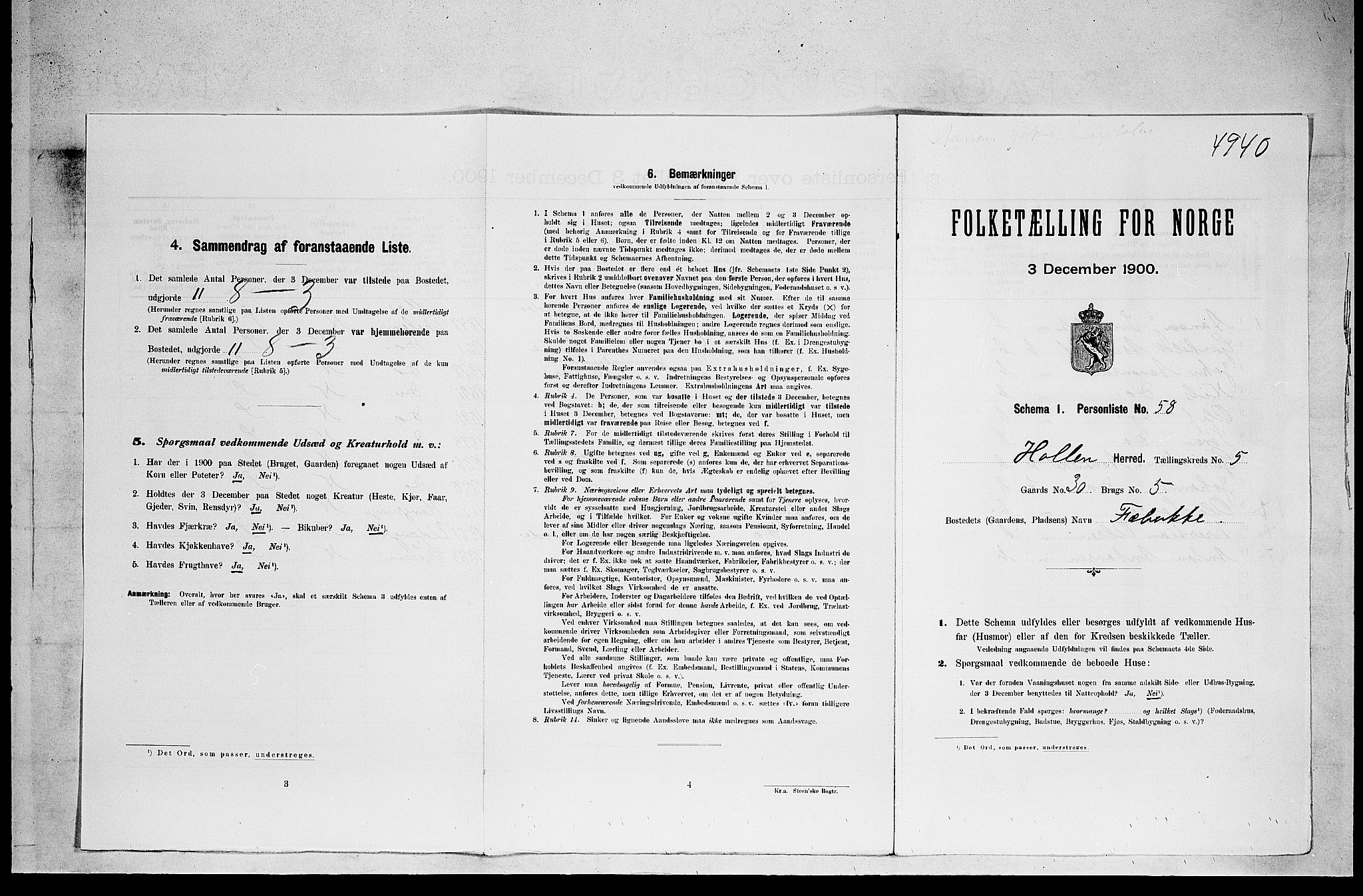 SAKO, 1900 census for Holla, 1900, p. 643