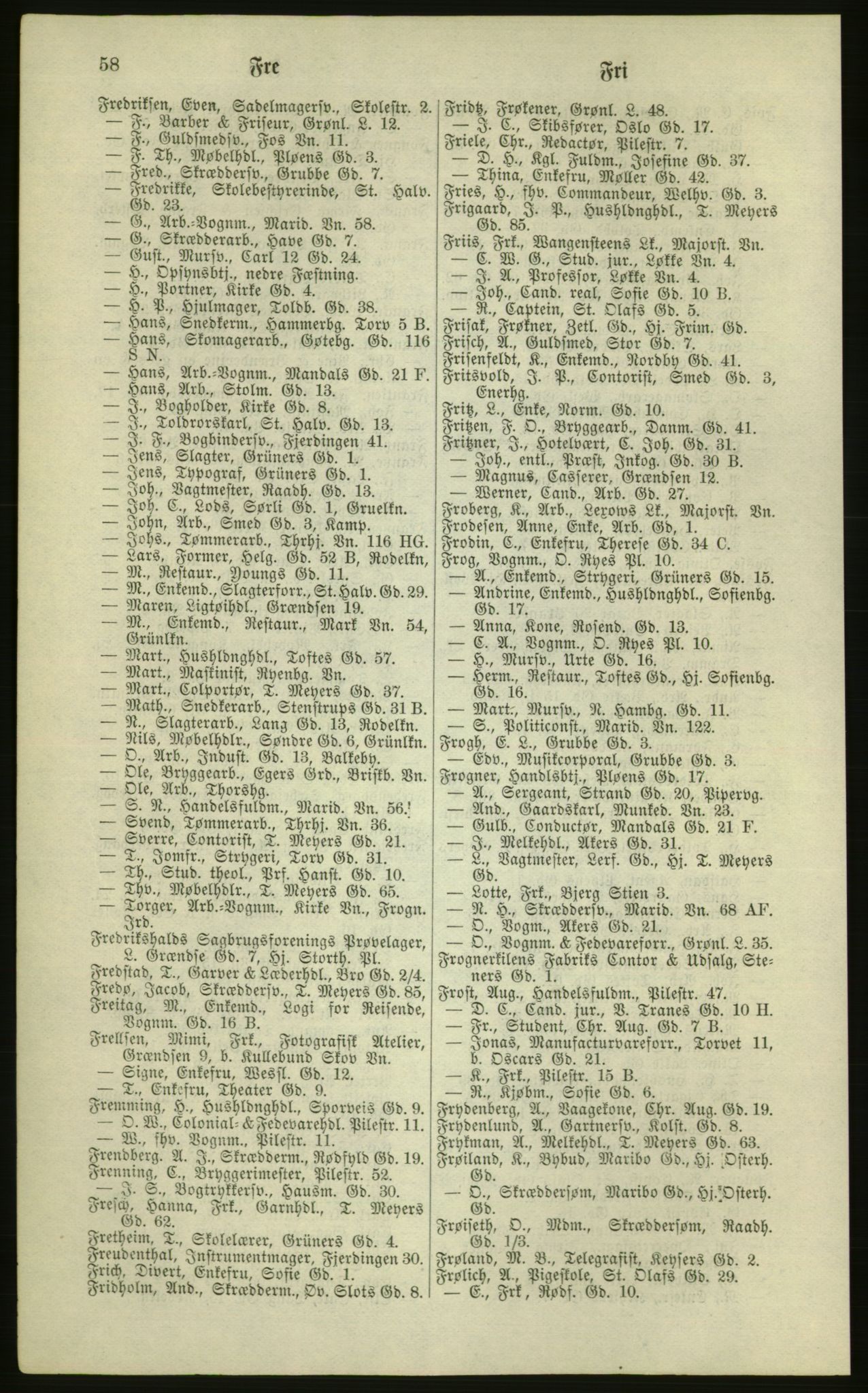 Kristiania/Oslo adressebok, PUBL/-, 1881, p. 58