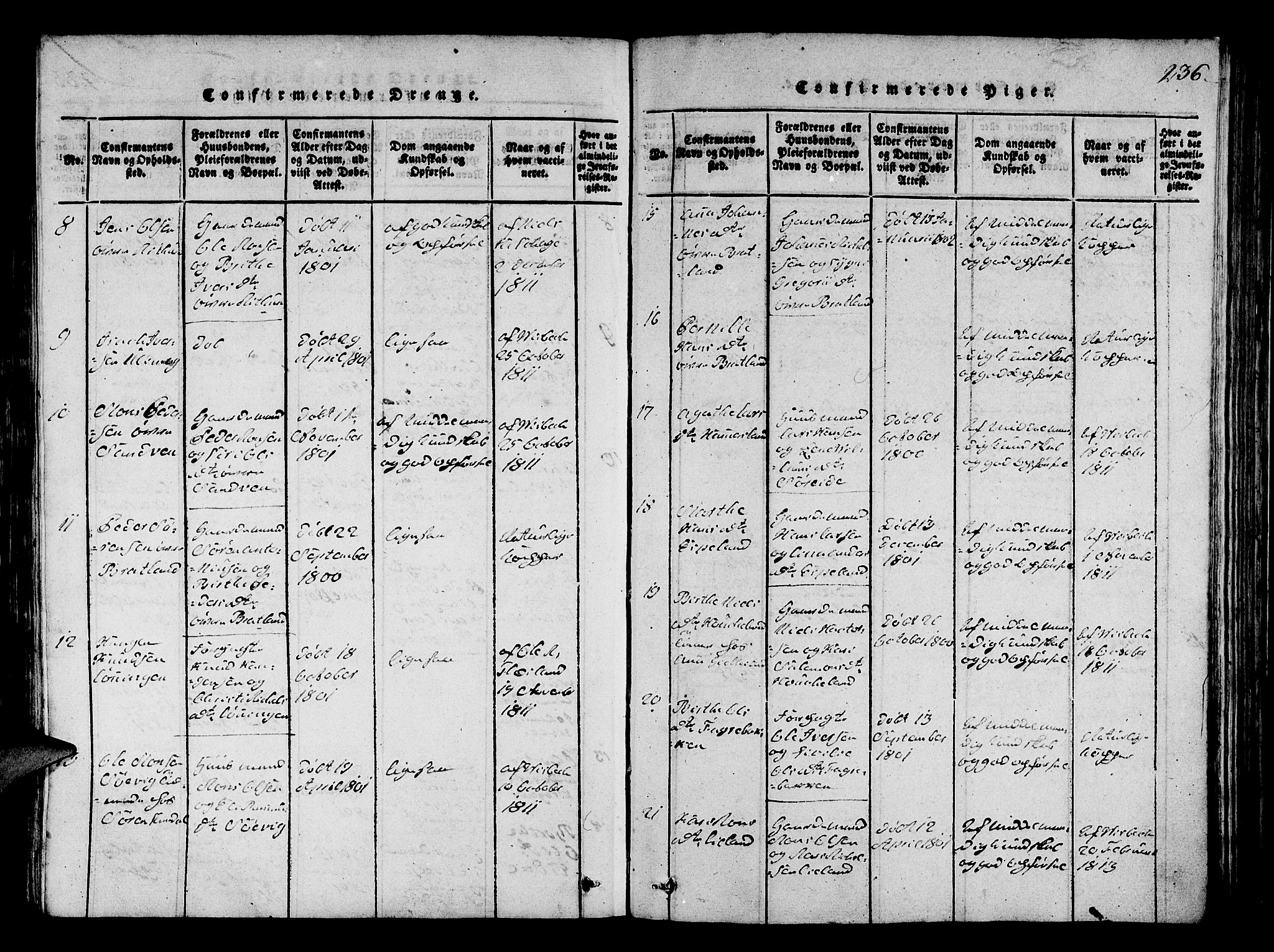 Fana Sokneprestembete, SAB/A-75101/H/Hab/Haba/L0001: Parish register (copy) no. A 1, 1816-1836, p. 236