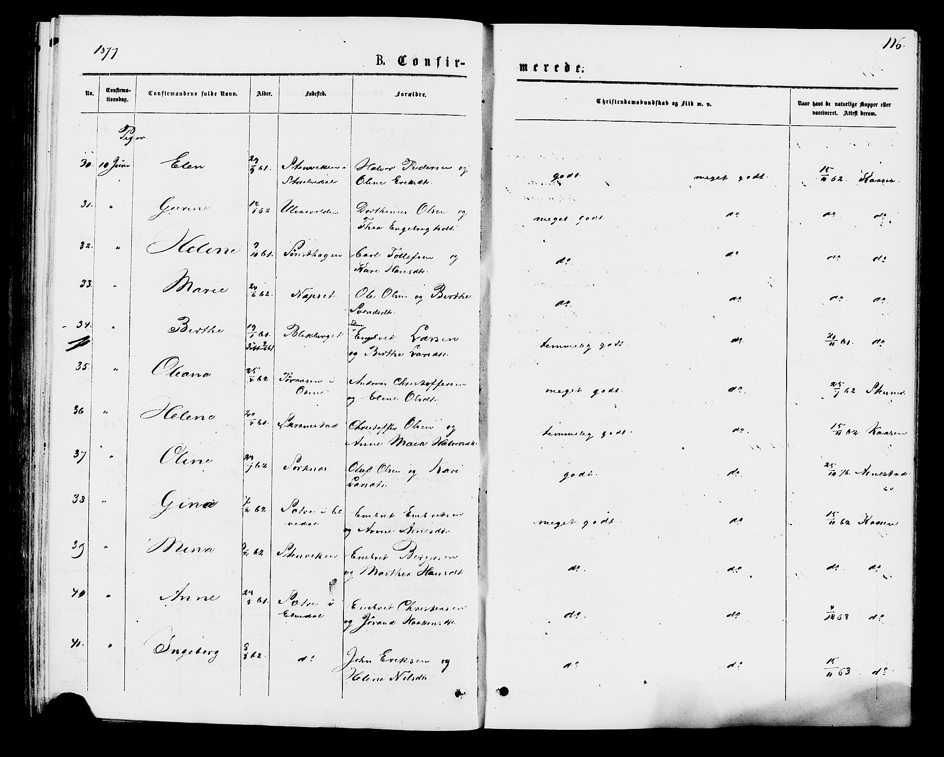 Åmot prestekontor, Hedmark, AV/SAH-PREST-056/H/Ha/Haa/L0009: Parish register (official) no. 9, 1875-1883, p. 116