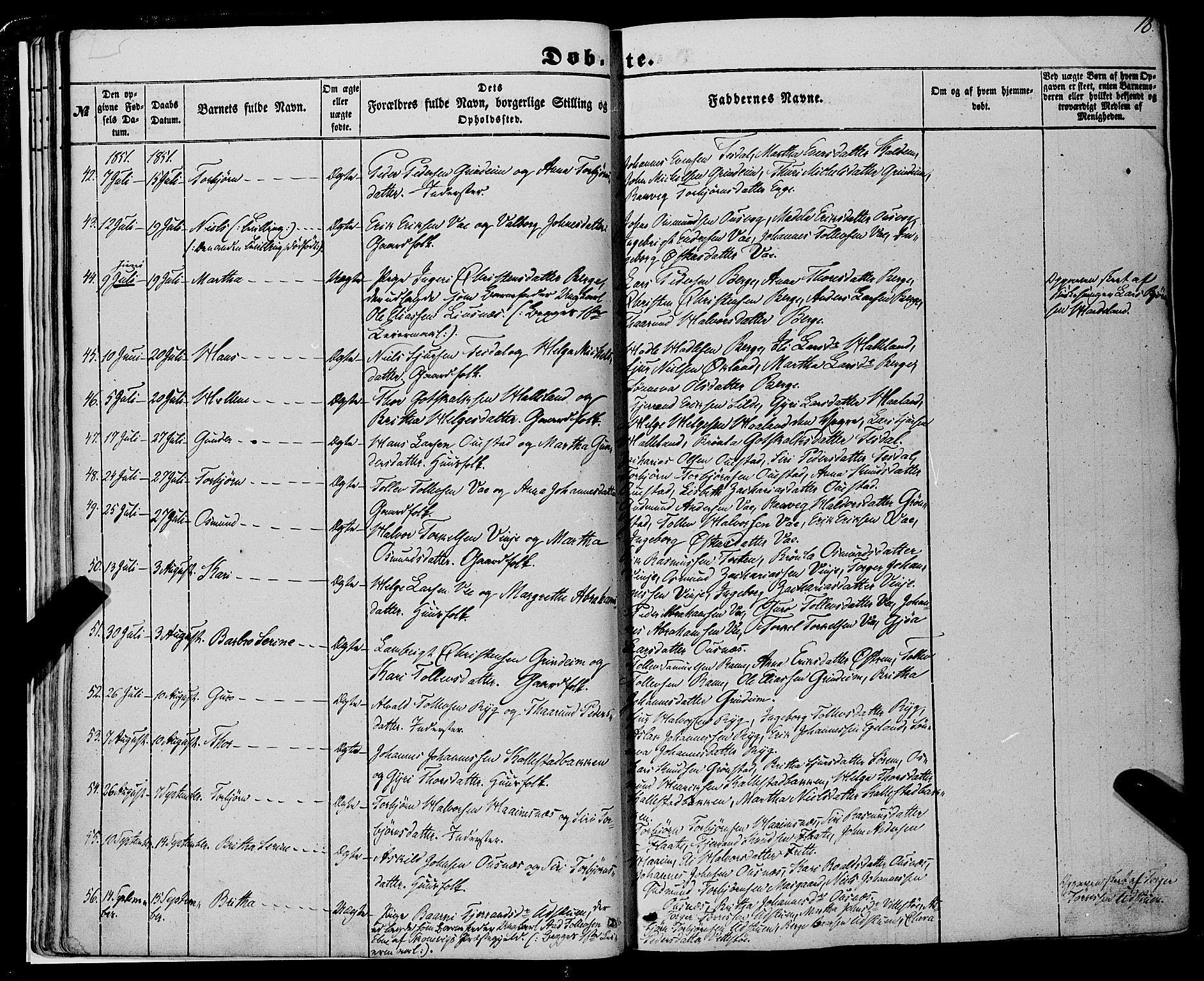 Etne sokneprestembete, SAB/A-75001/H/Haa: Parish register (official) no. A 8, 1848-1862, p. 18