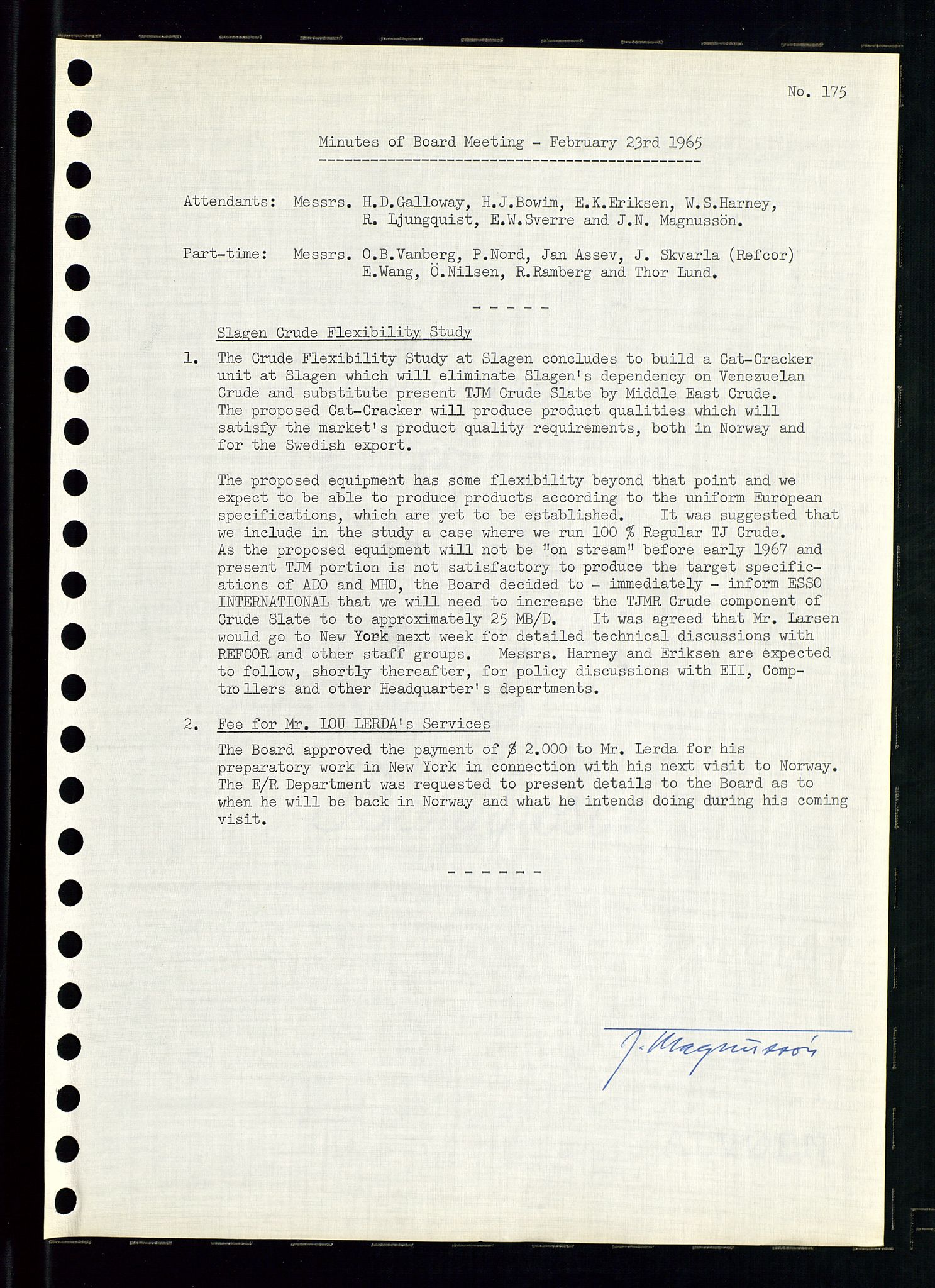 Pa 0982 - Esso Norge A/S, AV/SAST-A-100448/A/Aa/L0002/0001: Den administrerende direksjon Board minutes (styrereferater) / Den administrerende direksjon Board minutes (styrereferater), 1965, p. 149