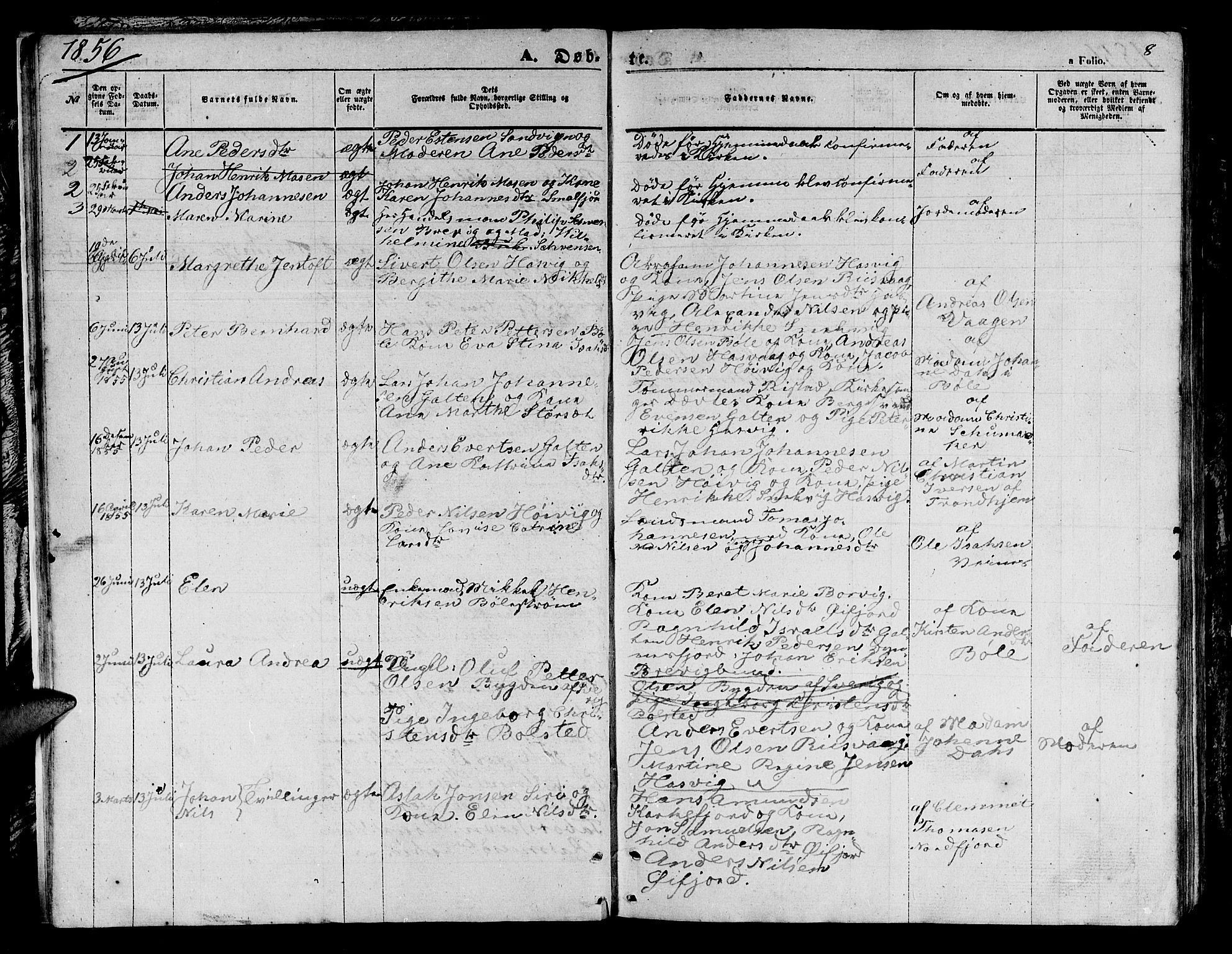 Loppa sokneprestkontor, SATØ/S-1339/H/Hb/L0003klokker: Parish register (copy) no. 3, 1853-1880, p. 8
