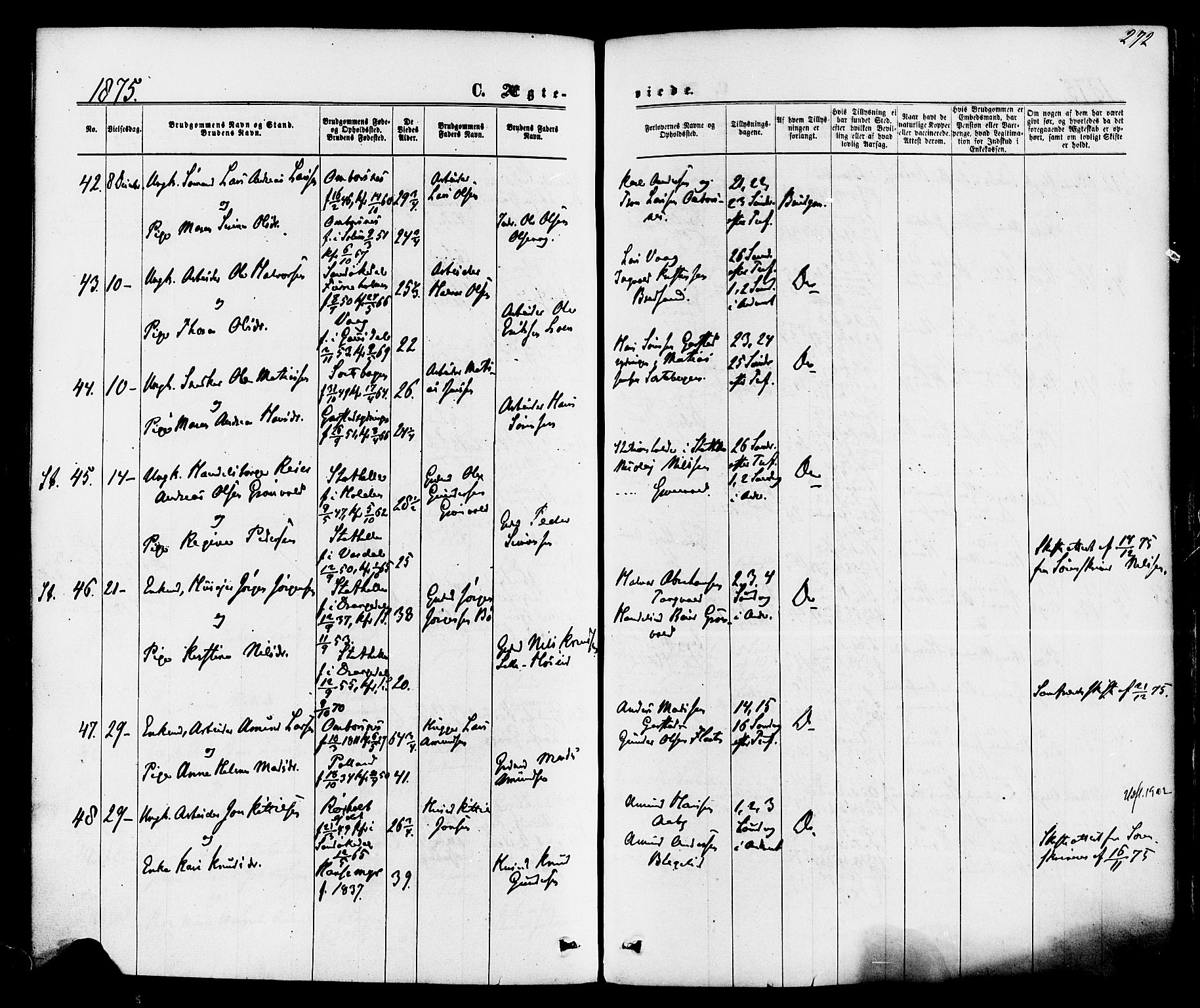 Bamble kirkebøker, AV/SAKO-A-253/F/Fa/L0006: Parish register (official) no. I 6, 1869-1877, p. 272