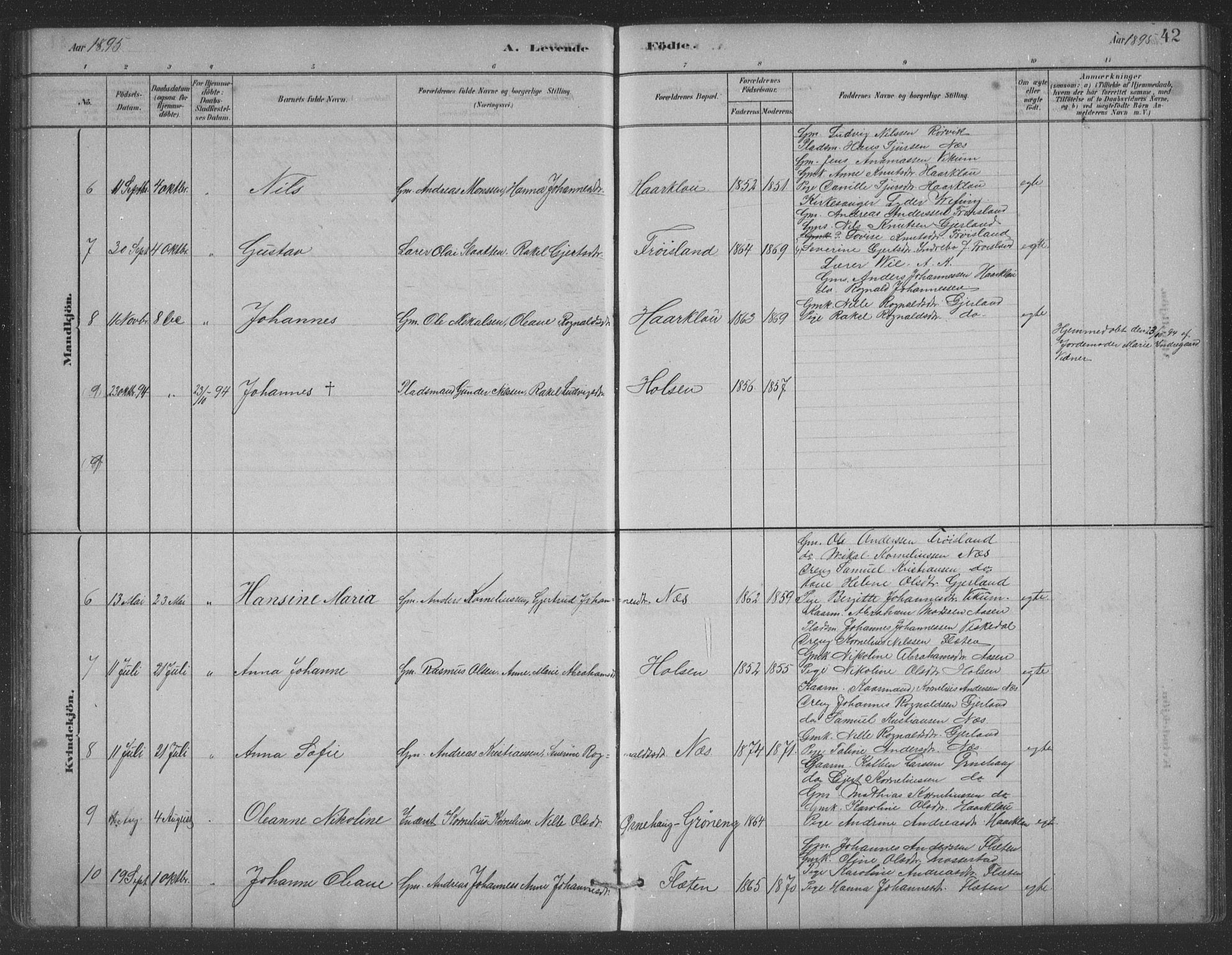 Førde sokneprestembete, AV/SAB-A-79901/H/Hab/Habc/L0002: Parish register (copy) no. C 2, 1881-1911, p. 42