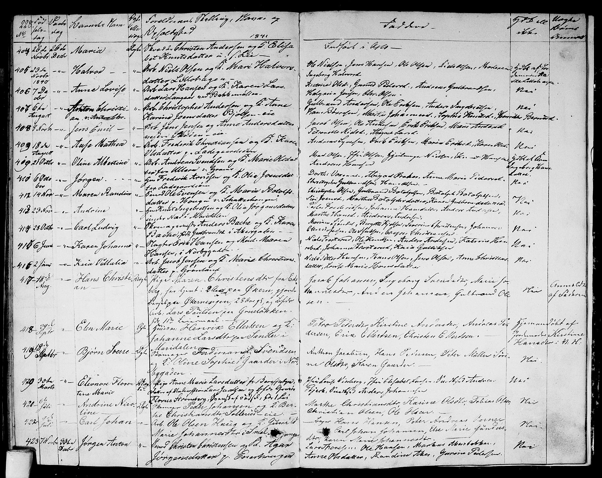 Aker prestekontor kirkebøker, SAO/A-10861/F/L0016: Parish register (official) no. 16, 1827-1841, p. 228