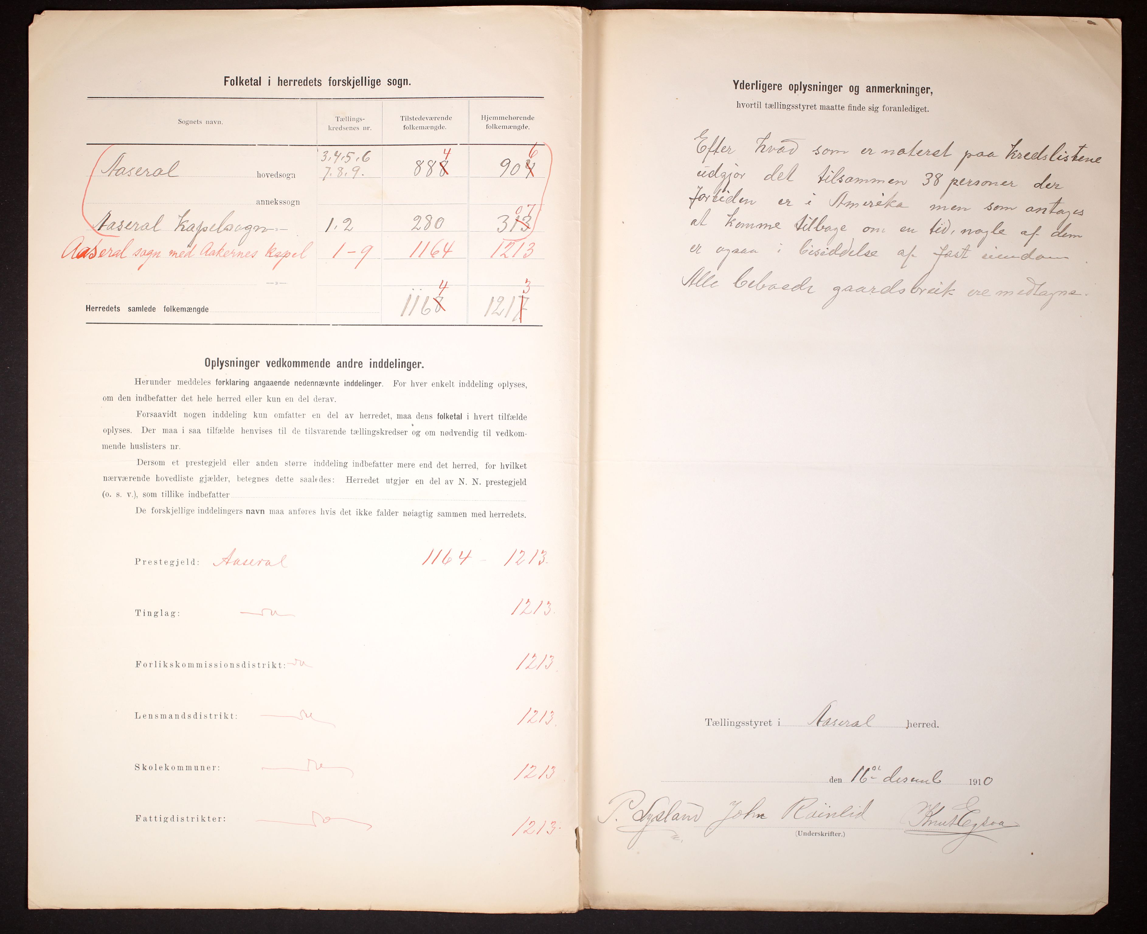 RA, 1910 census for Åseral, 1910, p. 3