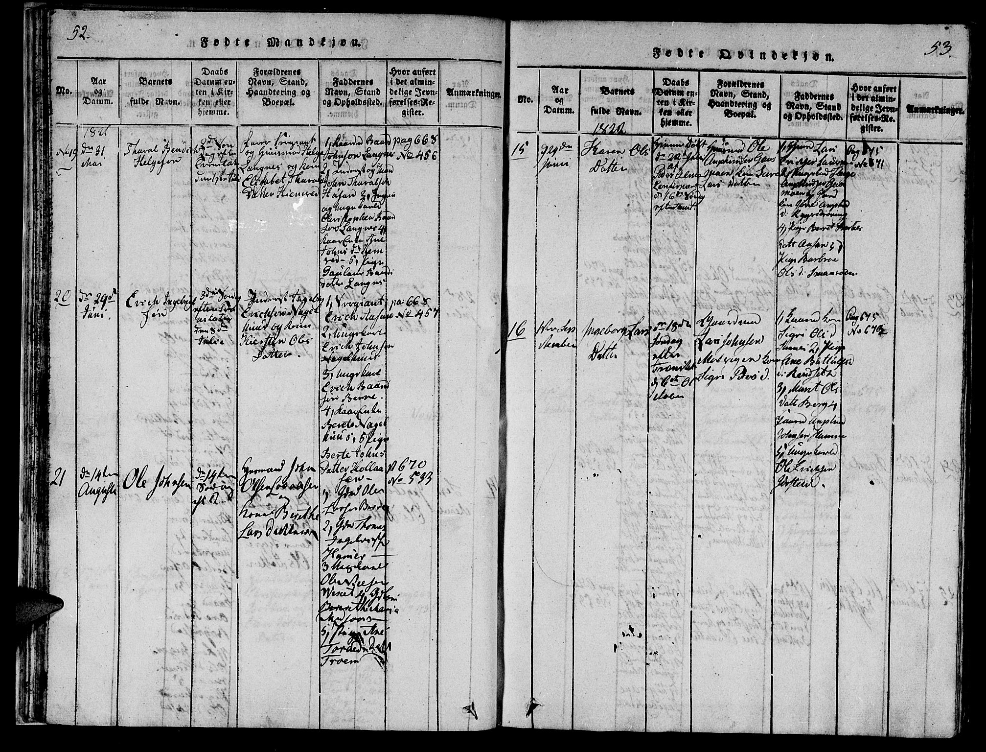 Ministerialprotokoller, klokkerbøker og fødselsregistre - Nord-Trøndelag, AV/SAT-A-1458/749/L0479: Parish register (copy) no. 749C01, 1817-1829, p. 52-53