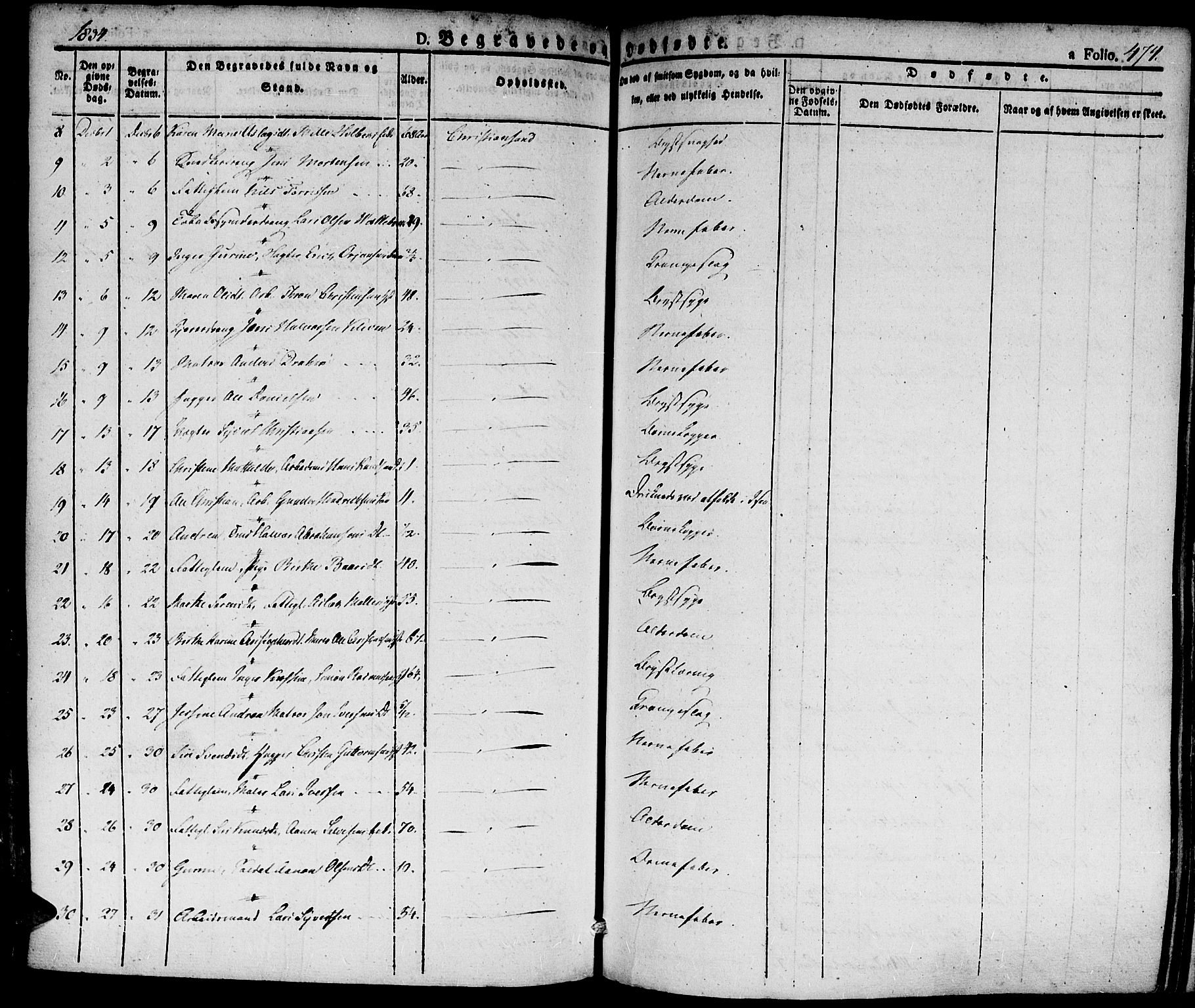 Kristiansand domprosti, SAK/1112-0006/F/Fa/L0011: Parish register (official) no. A 11, 1827-1841, p. 474