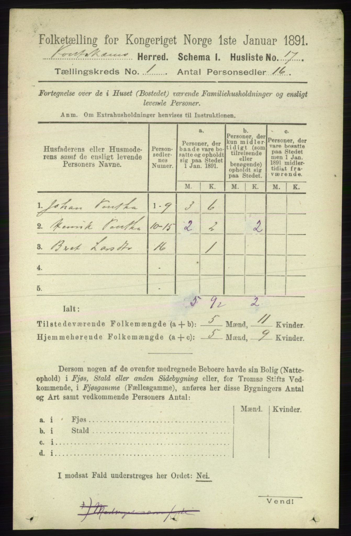 RA, 1891 census for 2011 Kautokeino, 1891, p. 30