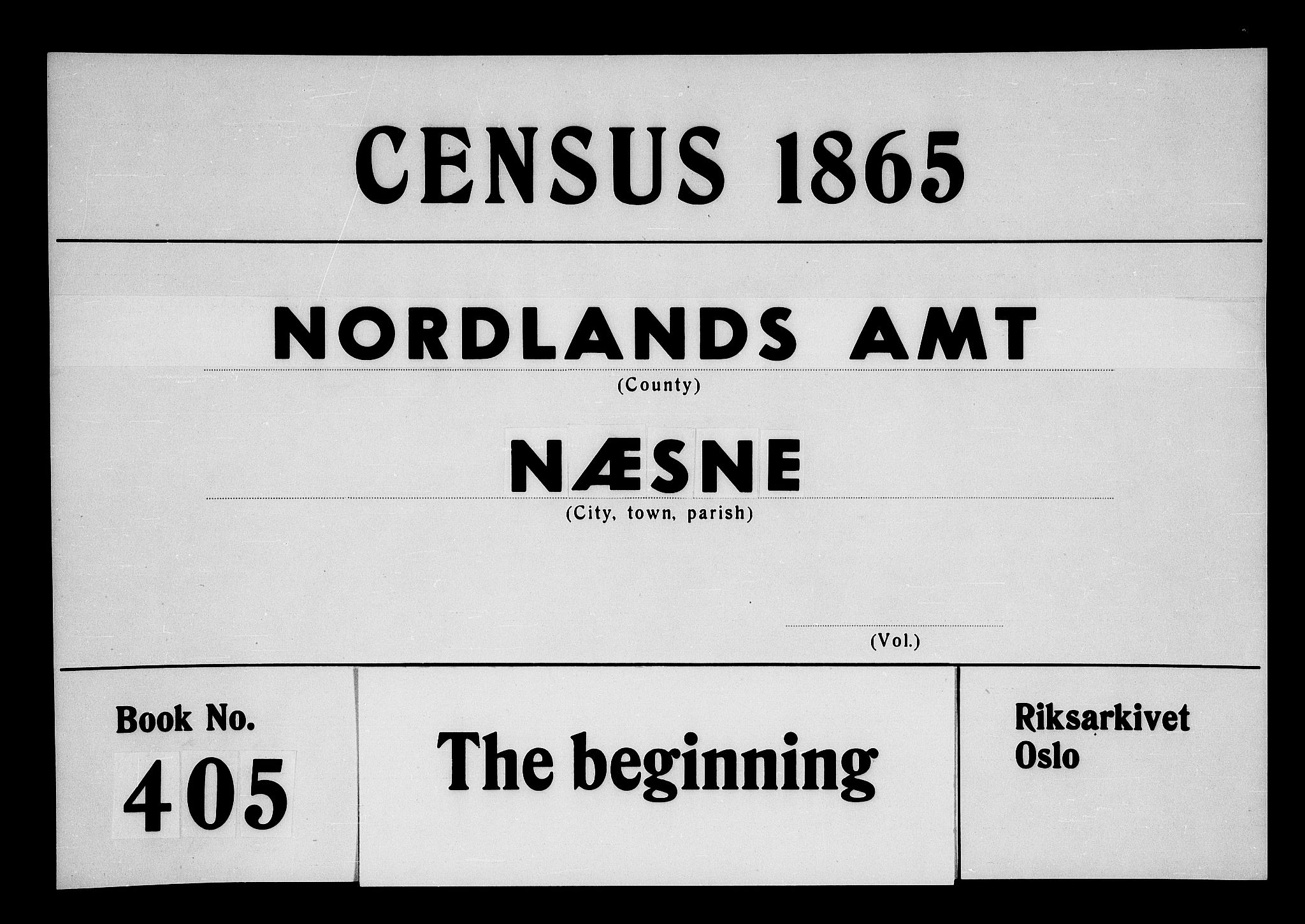RA, 1865 census for Nesna, 1865, p. 1