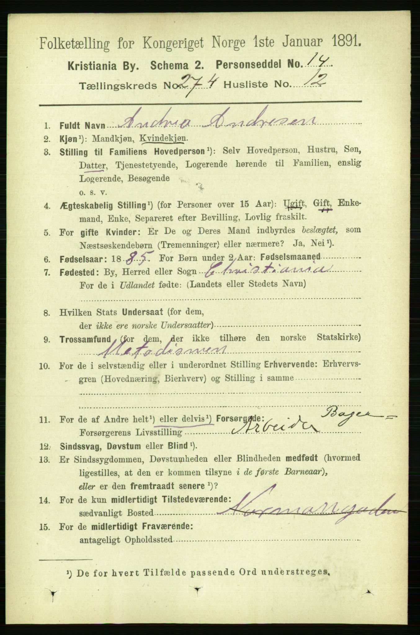 RA, 1891 census for 0301 Kristiania, 1891, p. 166581