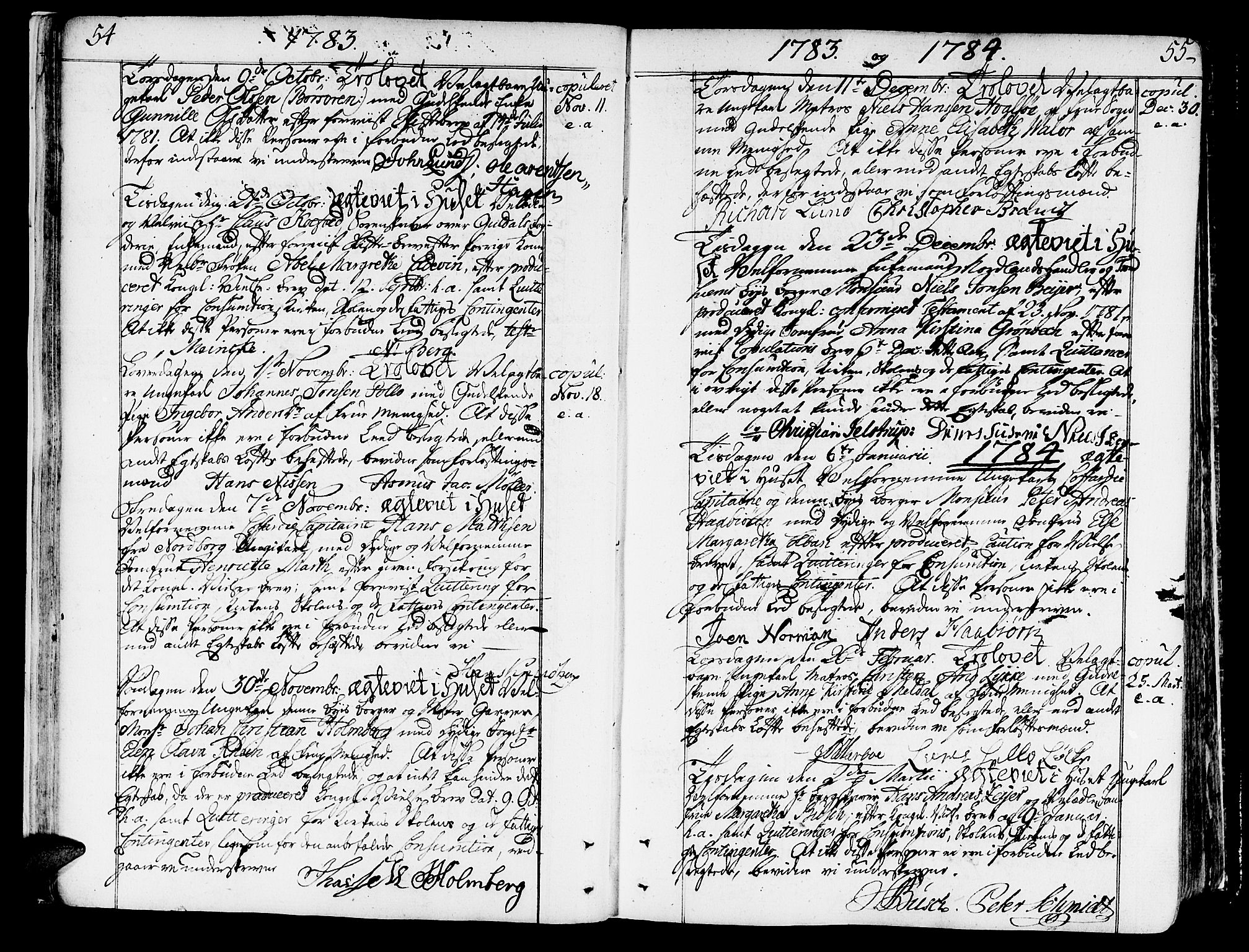 Ministerialprotokoller, klokkerbøker og fødselsregistre - Sør-Trøndelag, SAT/A-1456/602/L0105: Parish register (official) no. 602A03, 1774-1814, p. 54-55