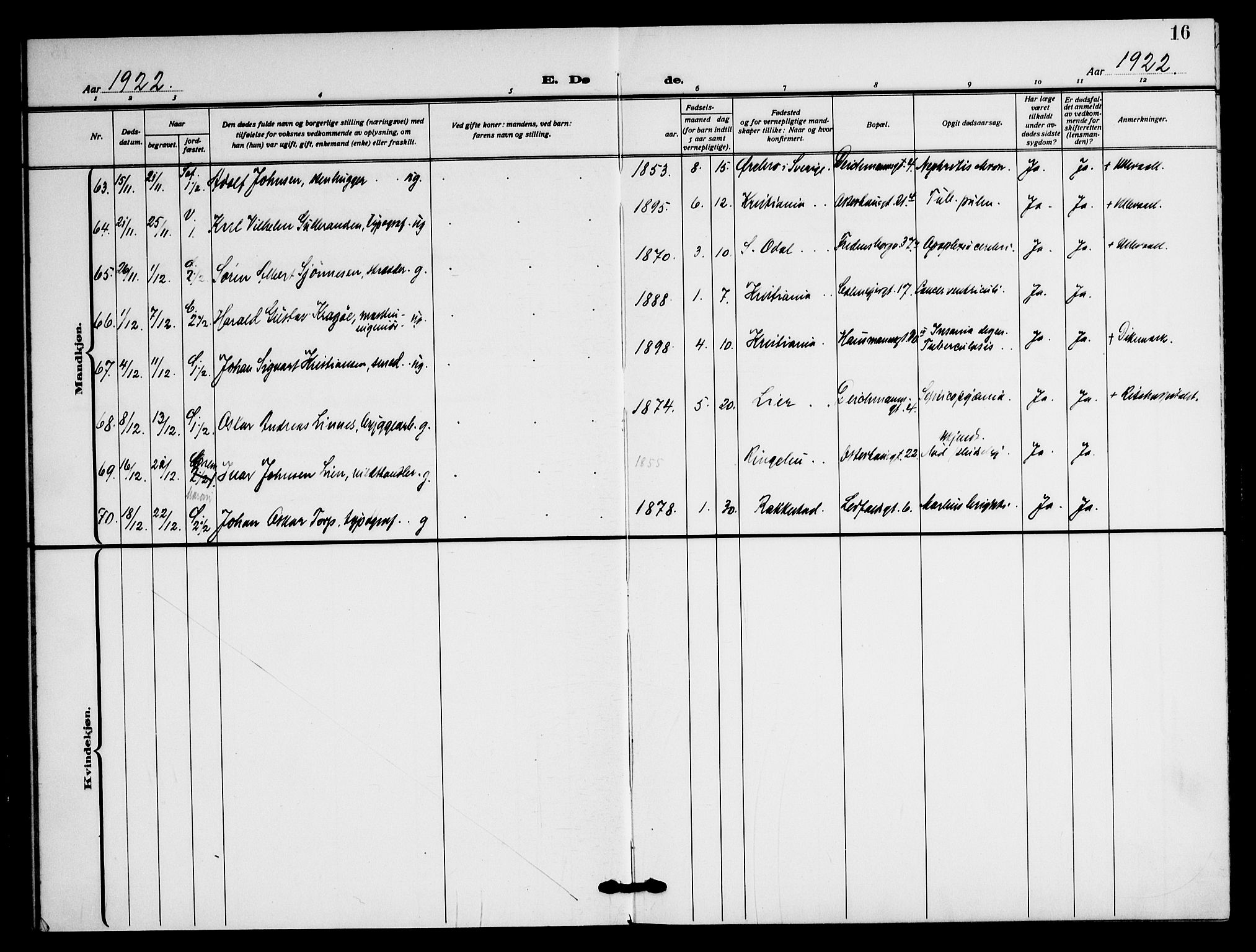 Jakob prestekontor Kirkebøker, AV/SAO-A-10850/F/Fa/L0012: Parish register (official) no. 12, 1921-1948, p. 16