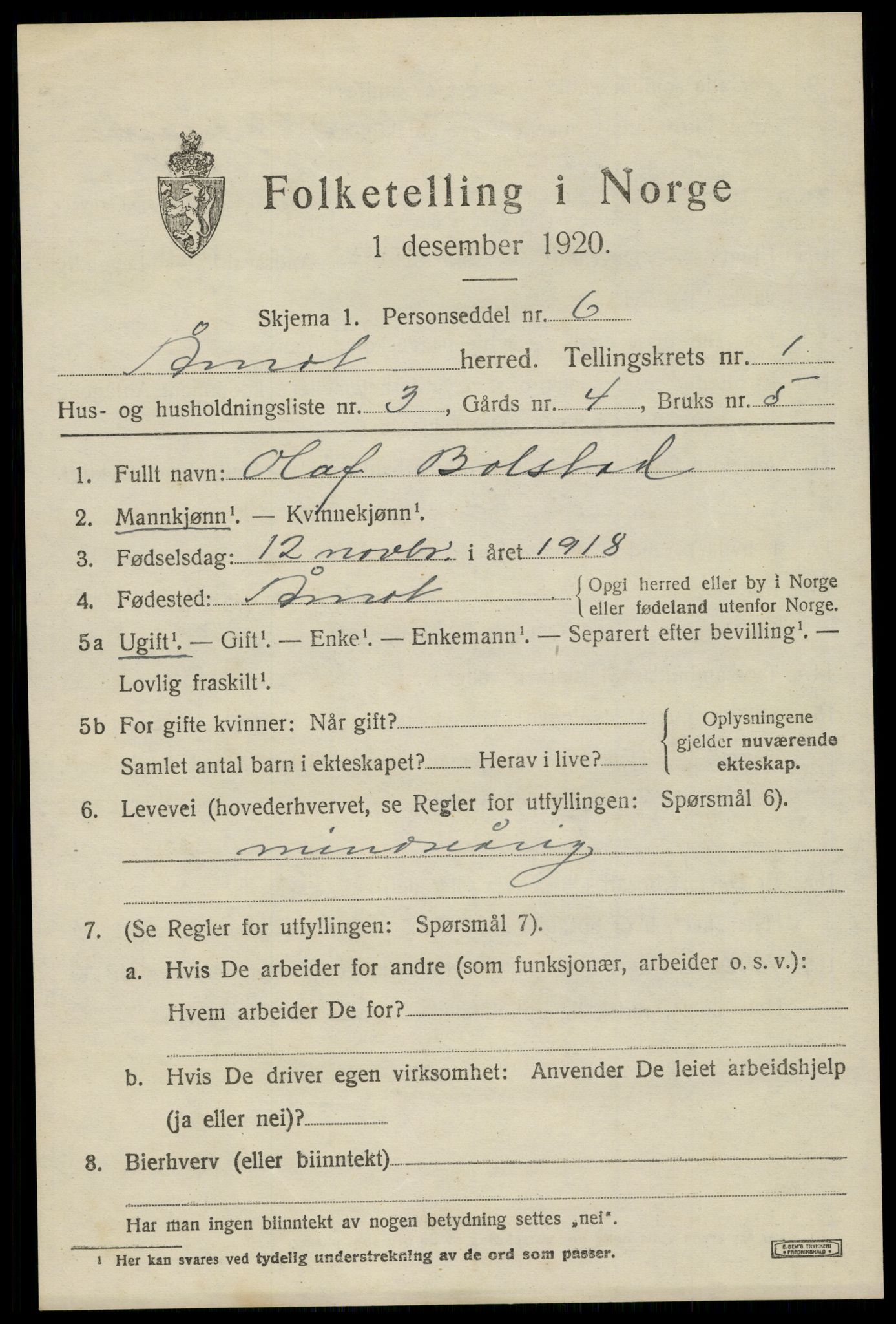 SAH, 1920 census for Åmot, 1920, p. 1629