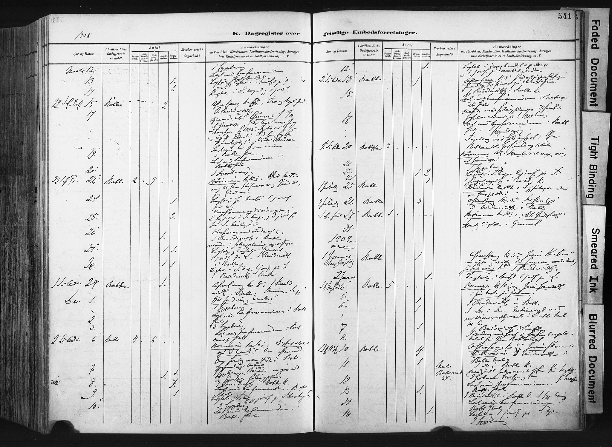 Ministerialprotokoller, klokkerbøker og fødselsregistre - Sør-Trøndelag, AV/SAT-A-1456/604/L0201: Parish register (official) no. 604A21, 1901-1911, p. 541