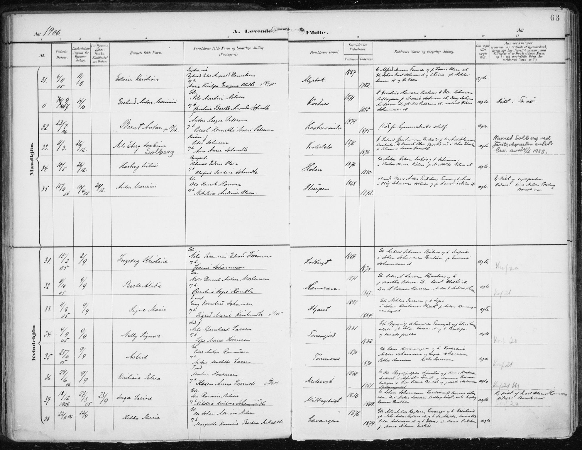 Balsfjord sokneprestembete, AV/SATØ-S-1303/G/Ga/L0006kirke: Parish register (official) no. 6, 1897-1909, p. 63