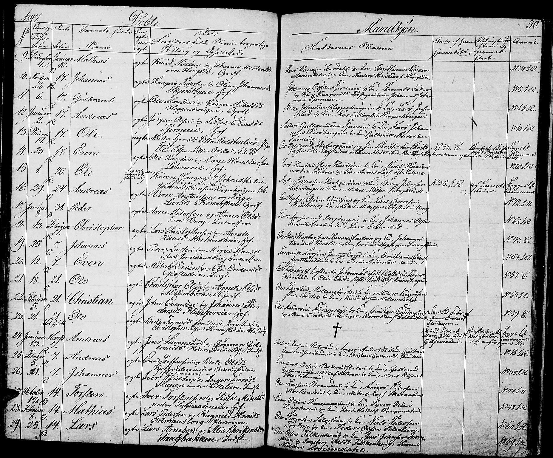 Ringsaker prestekontor, AV/SAH-PREST-014/L/La/L0005: Parish register (copy) no. 5, 1839-1850, p. 50