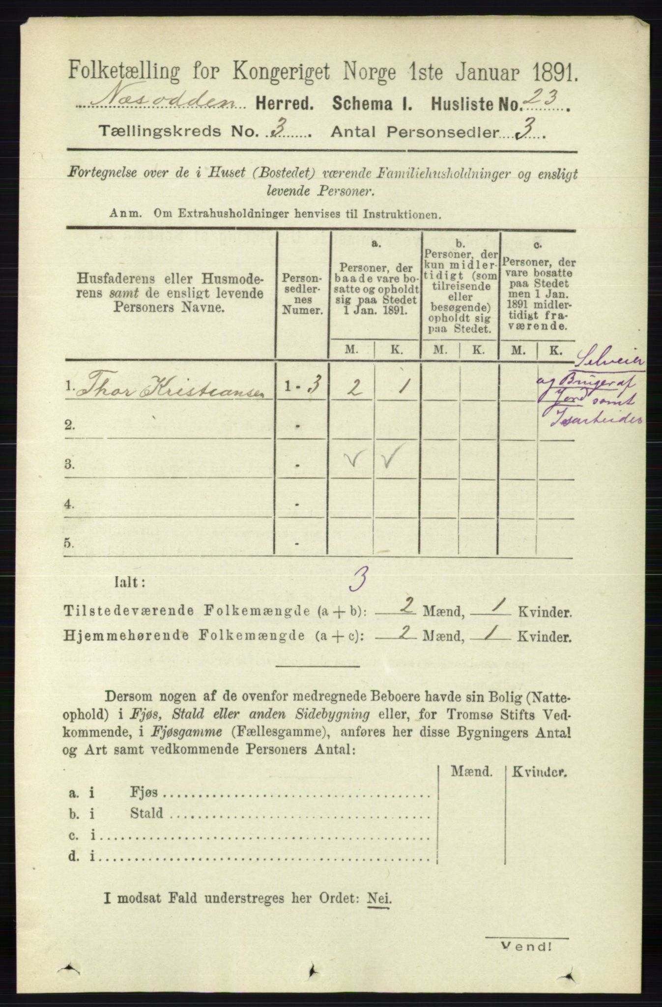 RA, 1891 census for 0216 Nesodden, 1891, p. 988