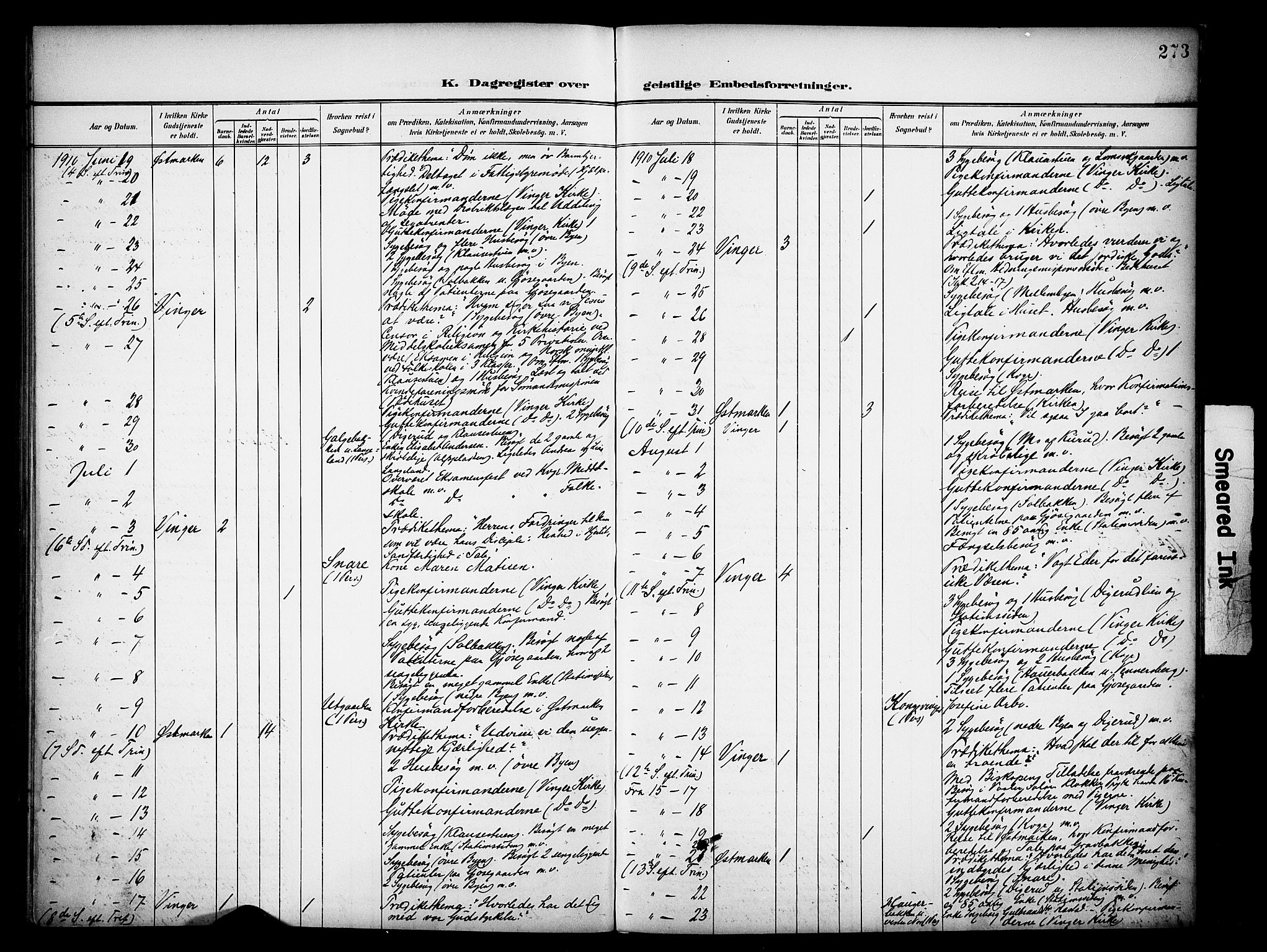 Vinger prestekontor, AV/SAH-PREST-024/H/Ha/Haa/L0016: Parish register (official) no. 16, 1898-1920, p. 273