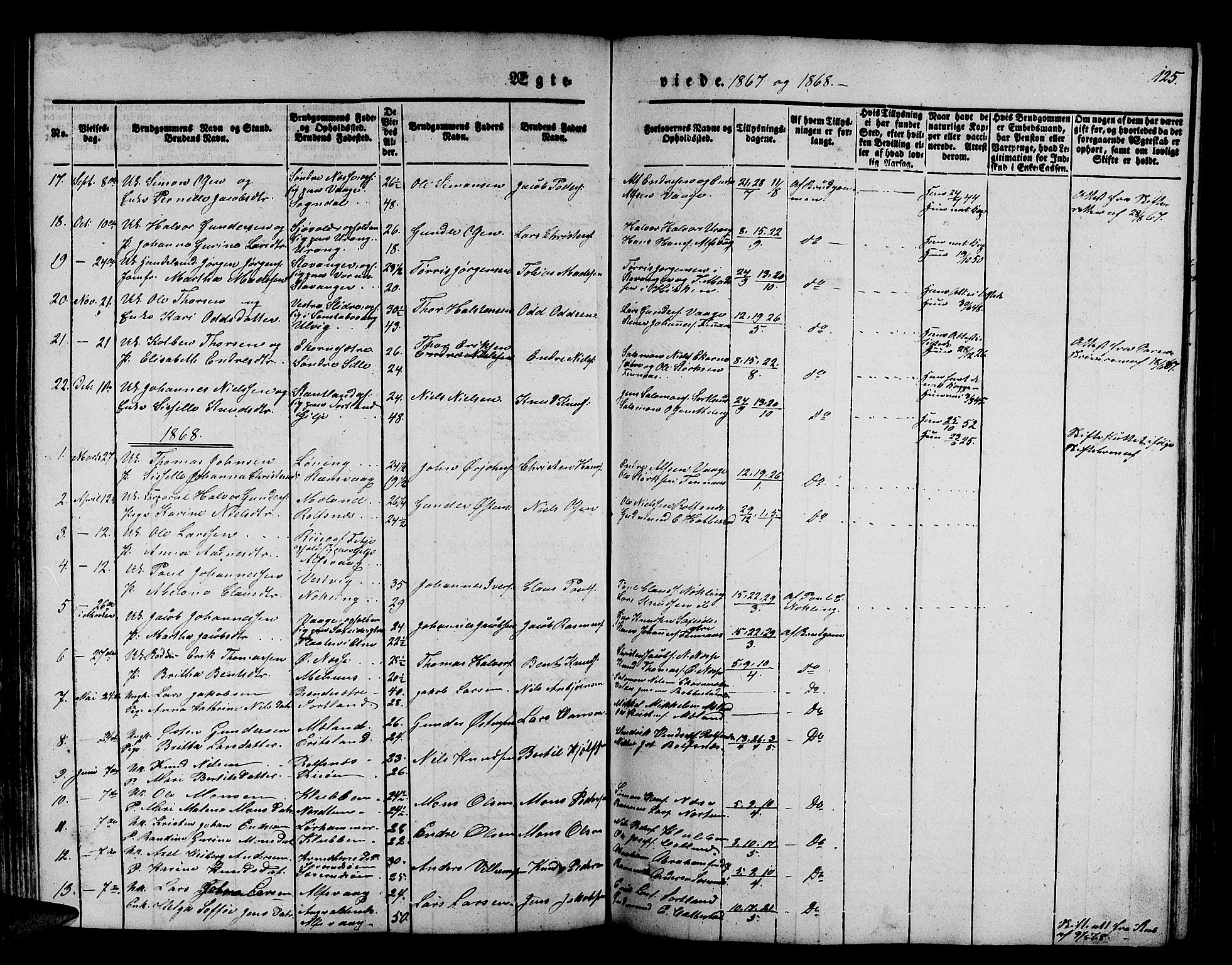 Finnås sokneprestembete, SAB/A-99925/H/Ha/Hab/Habb/L0001: Parish register (copy) no. B 1, 1851-1870, p. 125