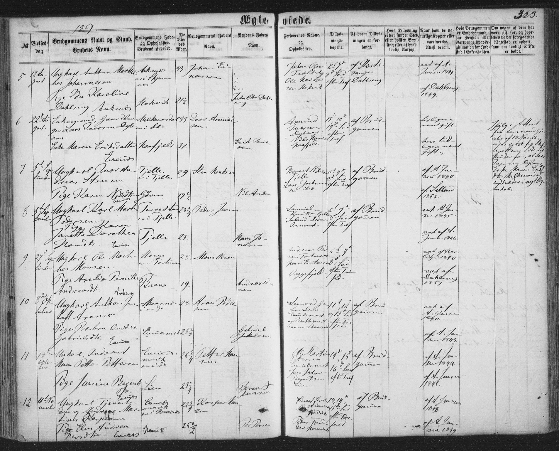 Ministerialprotokoller, klokkerbøker og fødselsregistre - Nordland, AV/SAT-A-1459/863/L0896: Parish register (official) no. 863A08, 1861-1871, p. 323