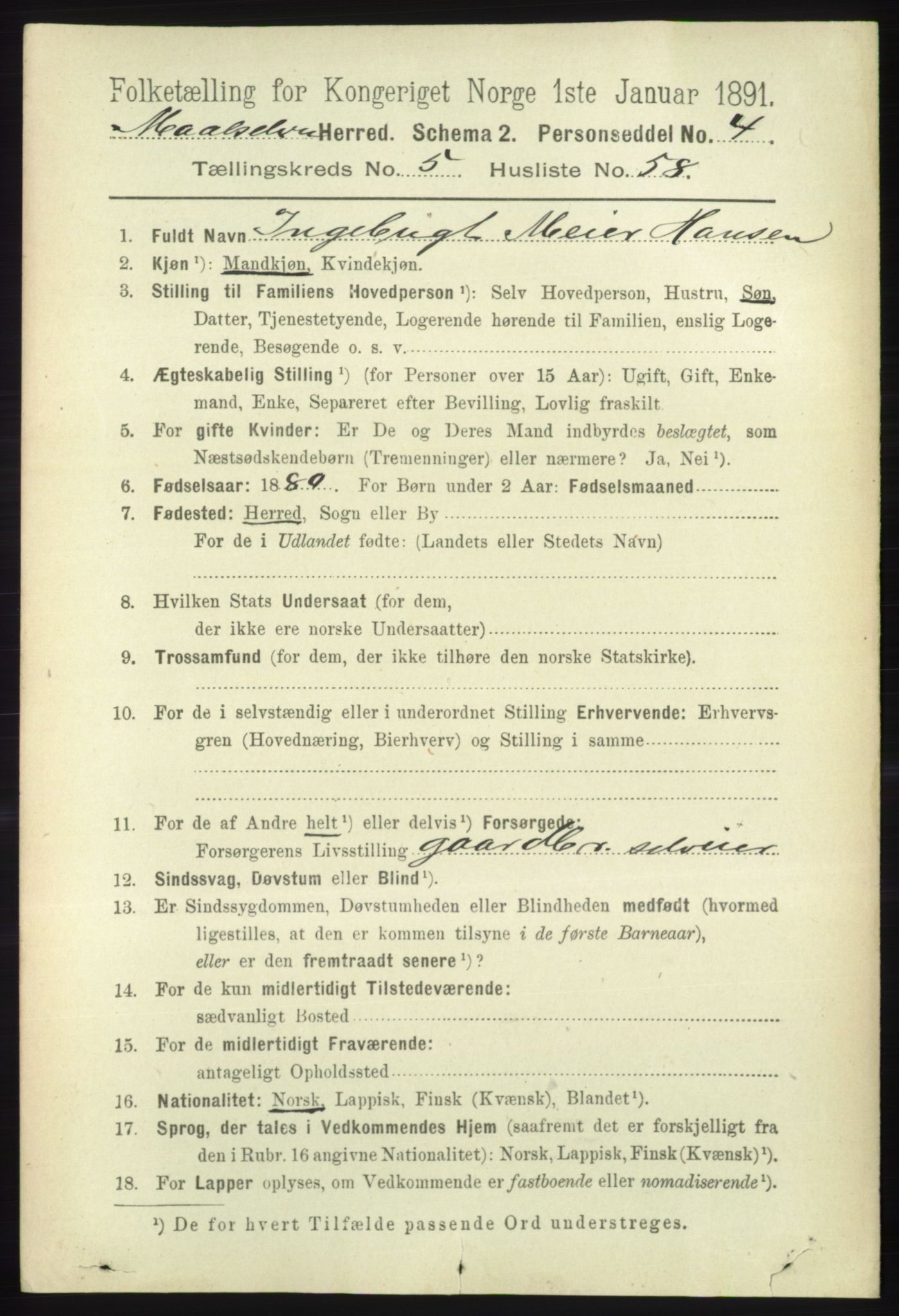 RA, 1891 census for 1924 Målselv, 1891, p. 2002