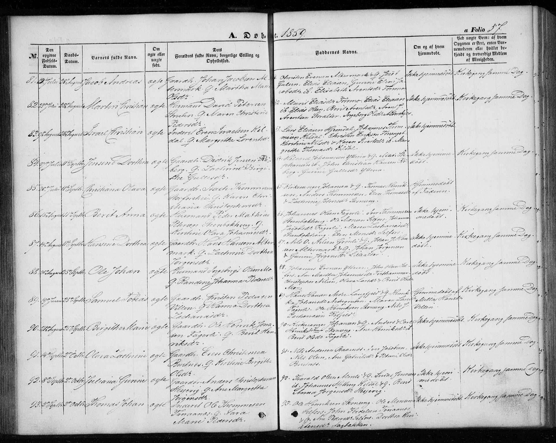 Ministerialprotokoller, klokkerbøker og fødselsregistre - Nordland, AV/SAT-A-1459/827/L0392: Parish register (official) no. 827A04, 1853-1866, p. 57