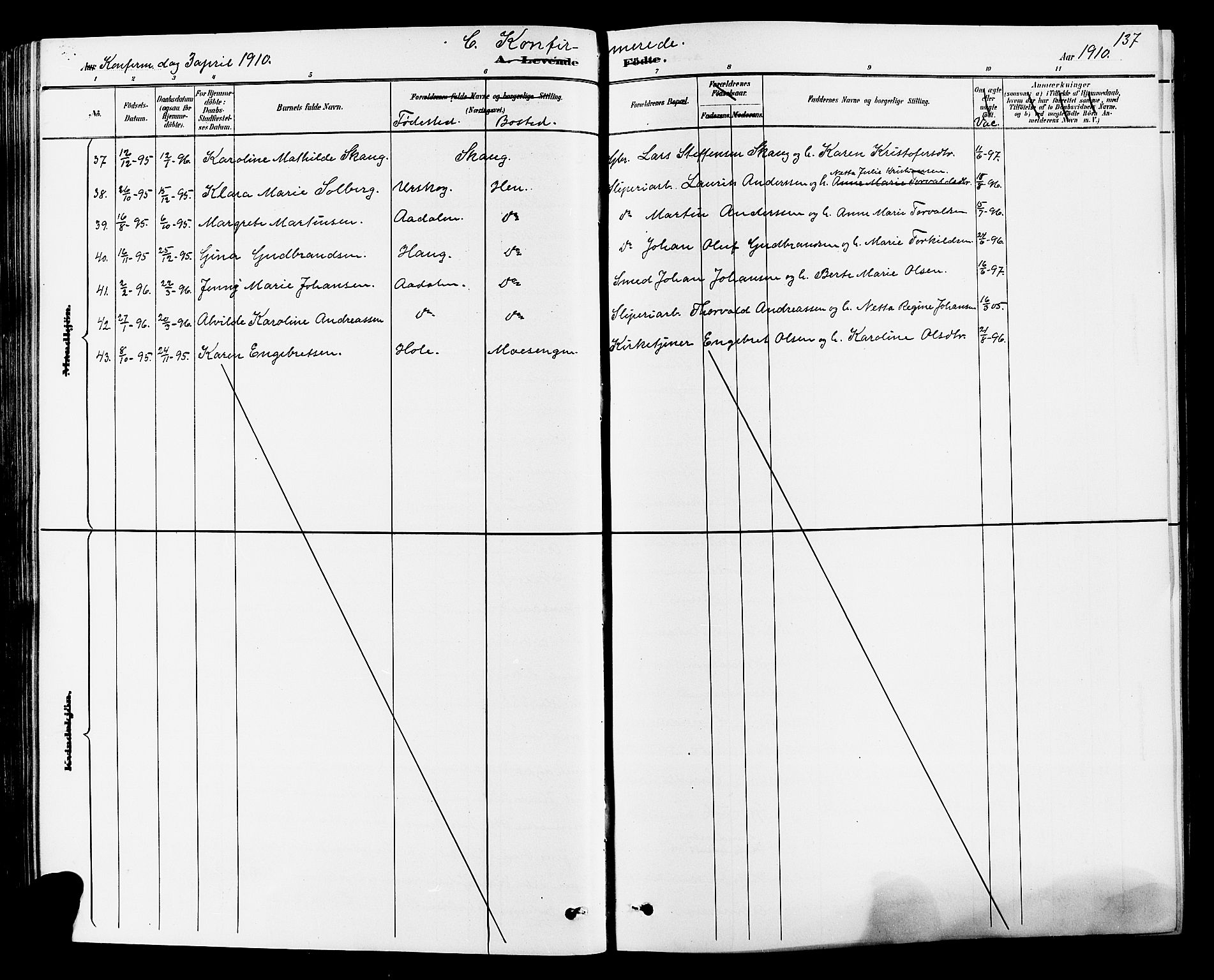 Norderhov kirkebøker, AV/SAKO-A-237/G/Ga/L0008: Parish register (copy) no. I 8, 1887-1912, p. 137