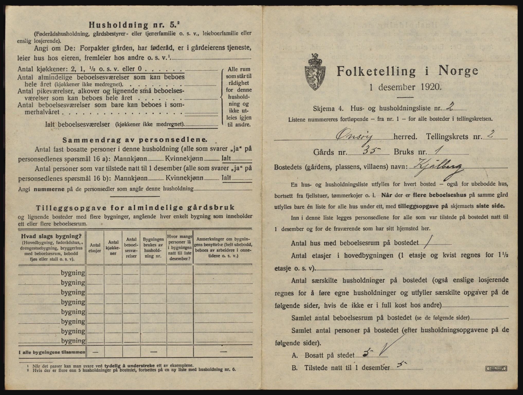 SAO, 1920 census for Onsøy, 1920, p. 168