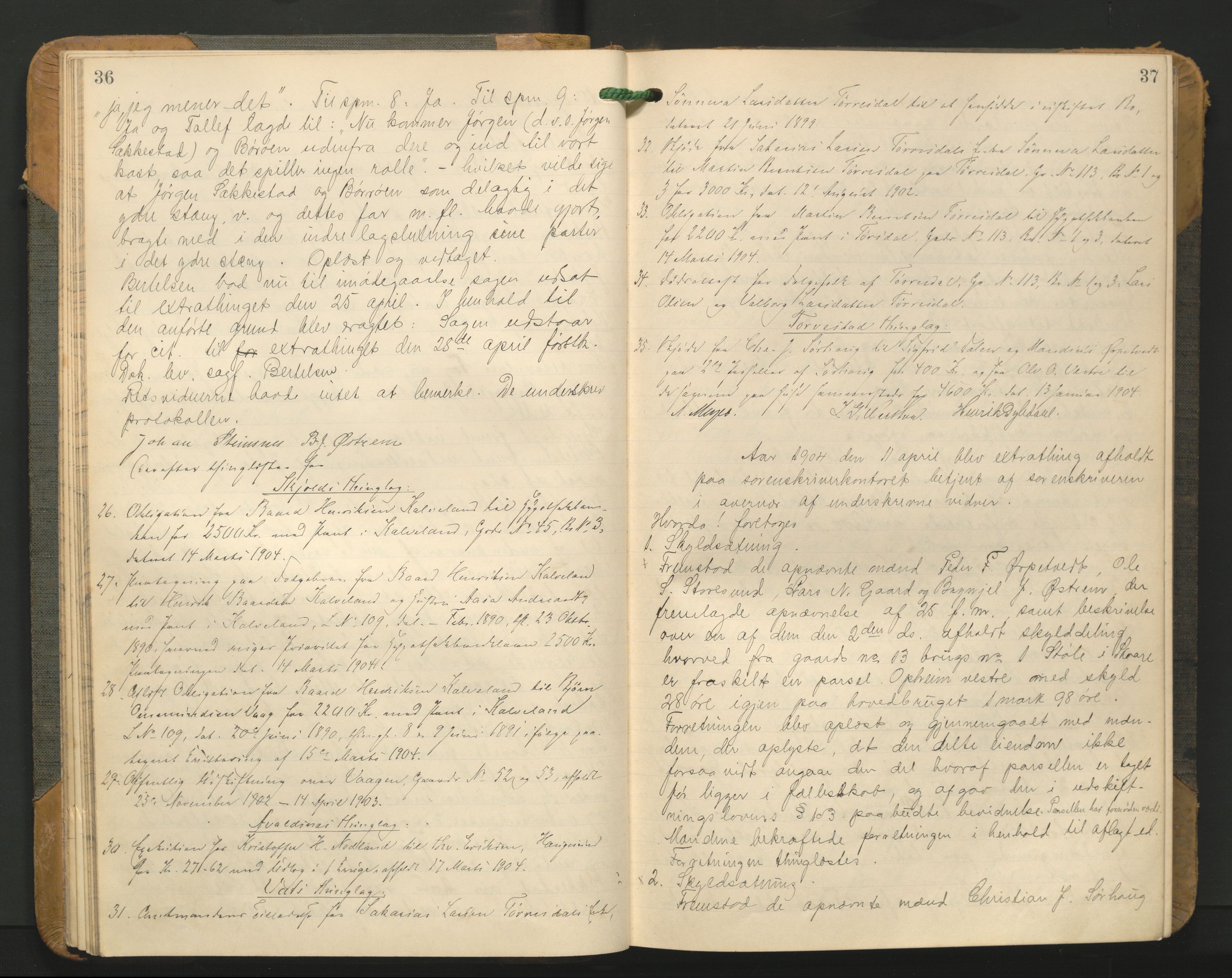 Karmsund sorenskriveri, AV/SAST-A-100311/01/I/IA/IAB/L0012: TINGBOK, 1904-1907, p. 36-37