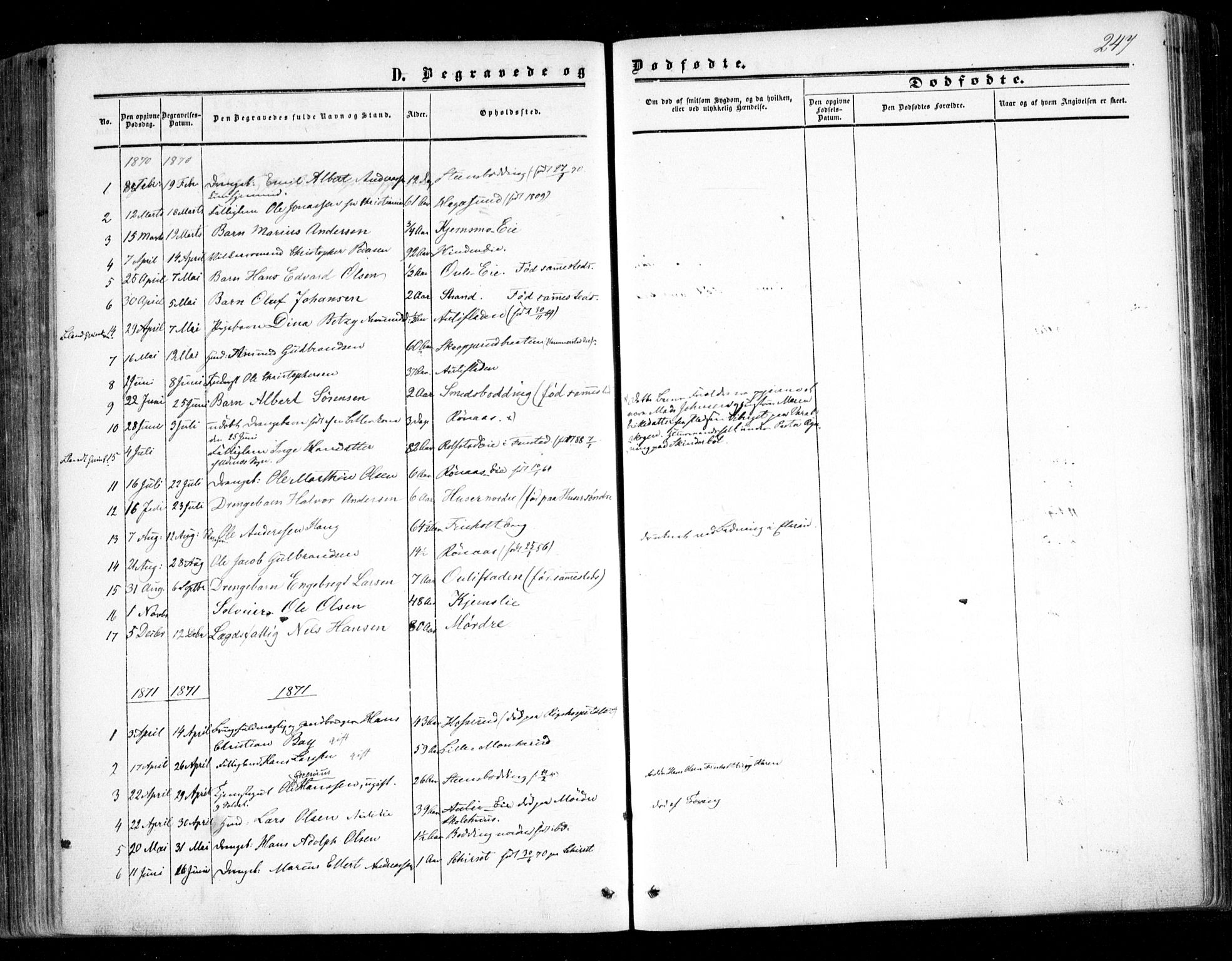 Nes prestekontor Kirkebøker, AV/SAO-A-10410/F/Fc/L0001: Parish register (official) no. III 1, 1859-1882, p. 247