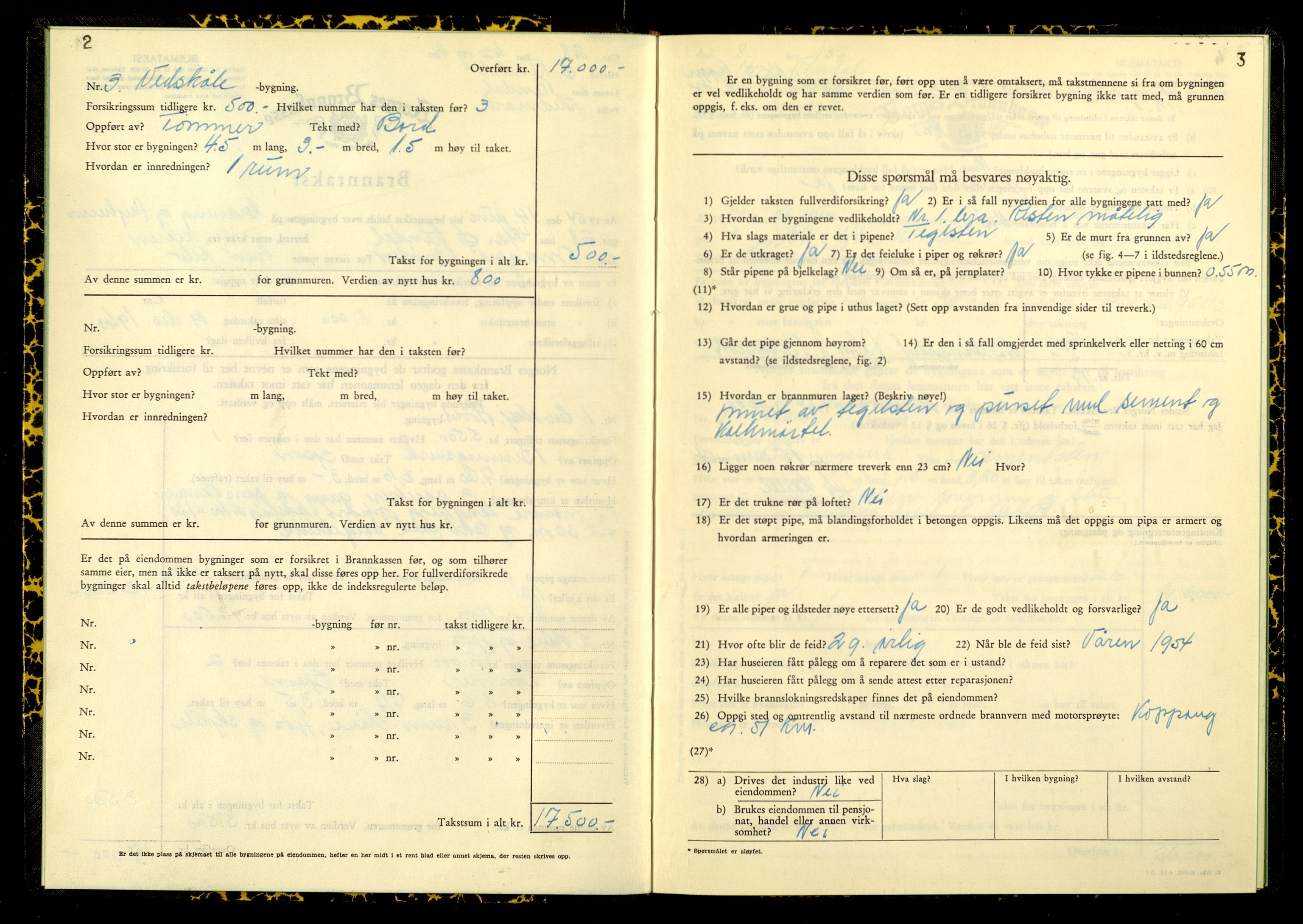 Norges Brannkasse, Rendalen, AV/SAH-NBRANR-024/F/L0027: Branntakstprotokoll, 1954-1955