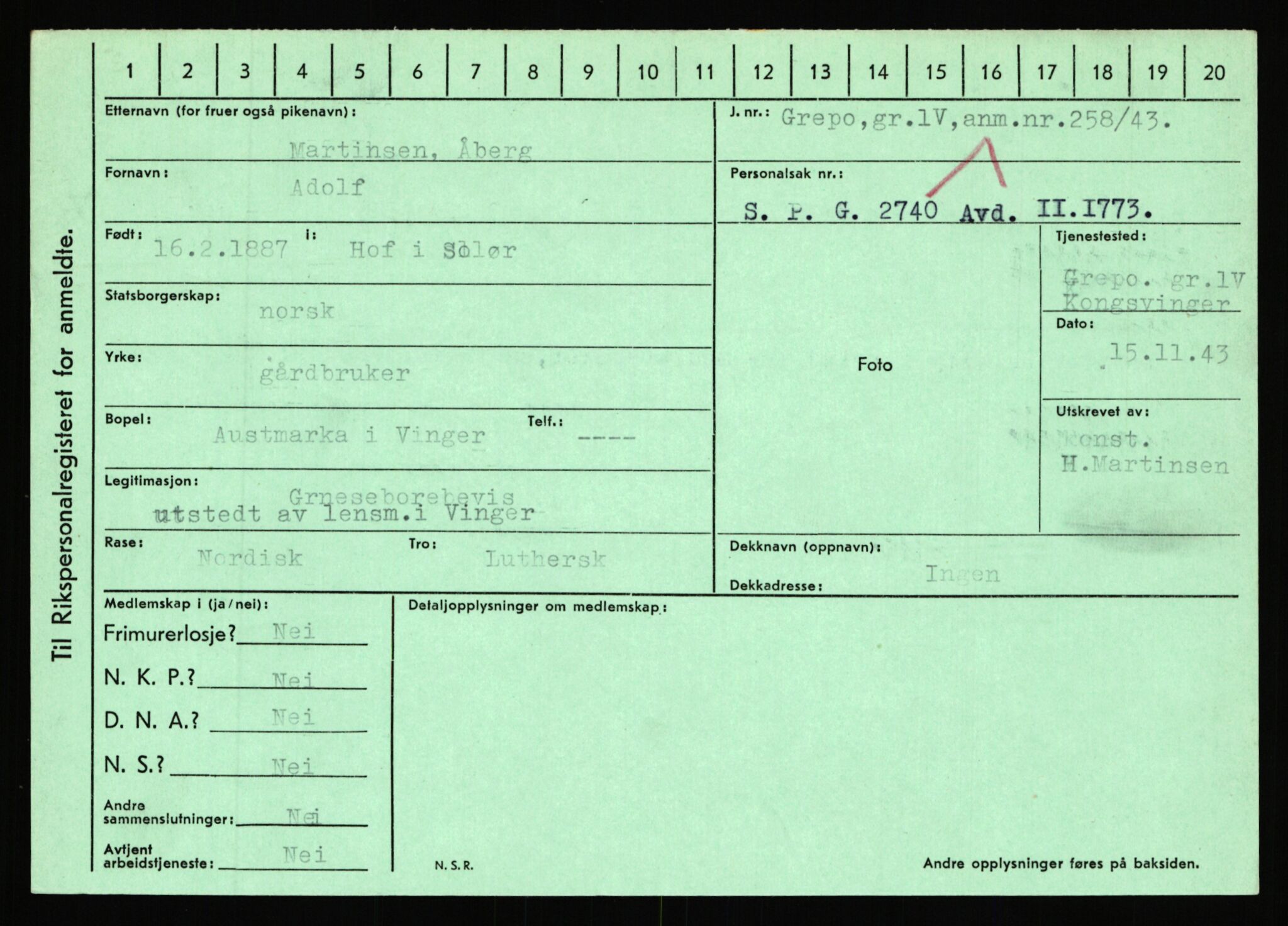 Statspolitiet - Hovedkontoret / Osloavdelingen, AV/RA-S-1329/C/Ca/L0010: Lind - Moksnes, 1943-1945, p. 2854