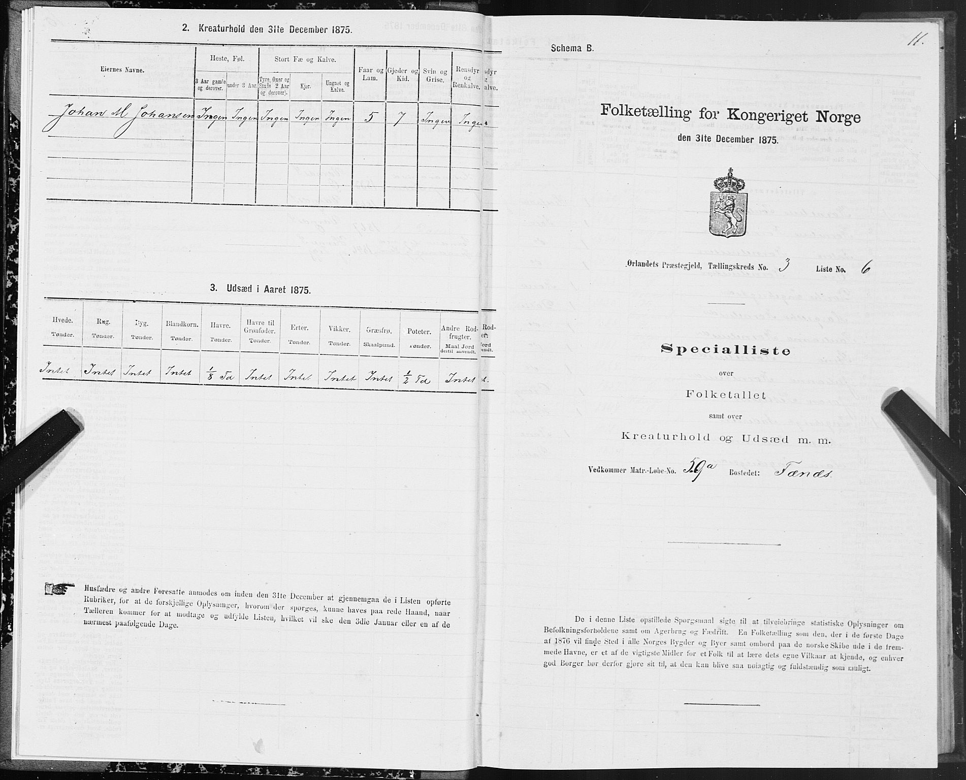 SAT, 1875 census for 1621P Ørland, 1875, p. 2011