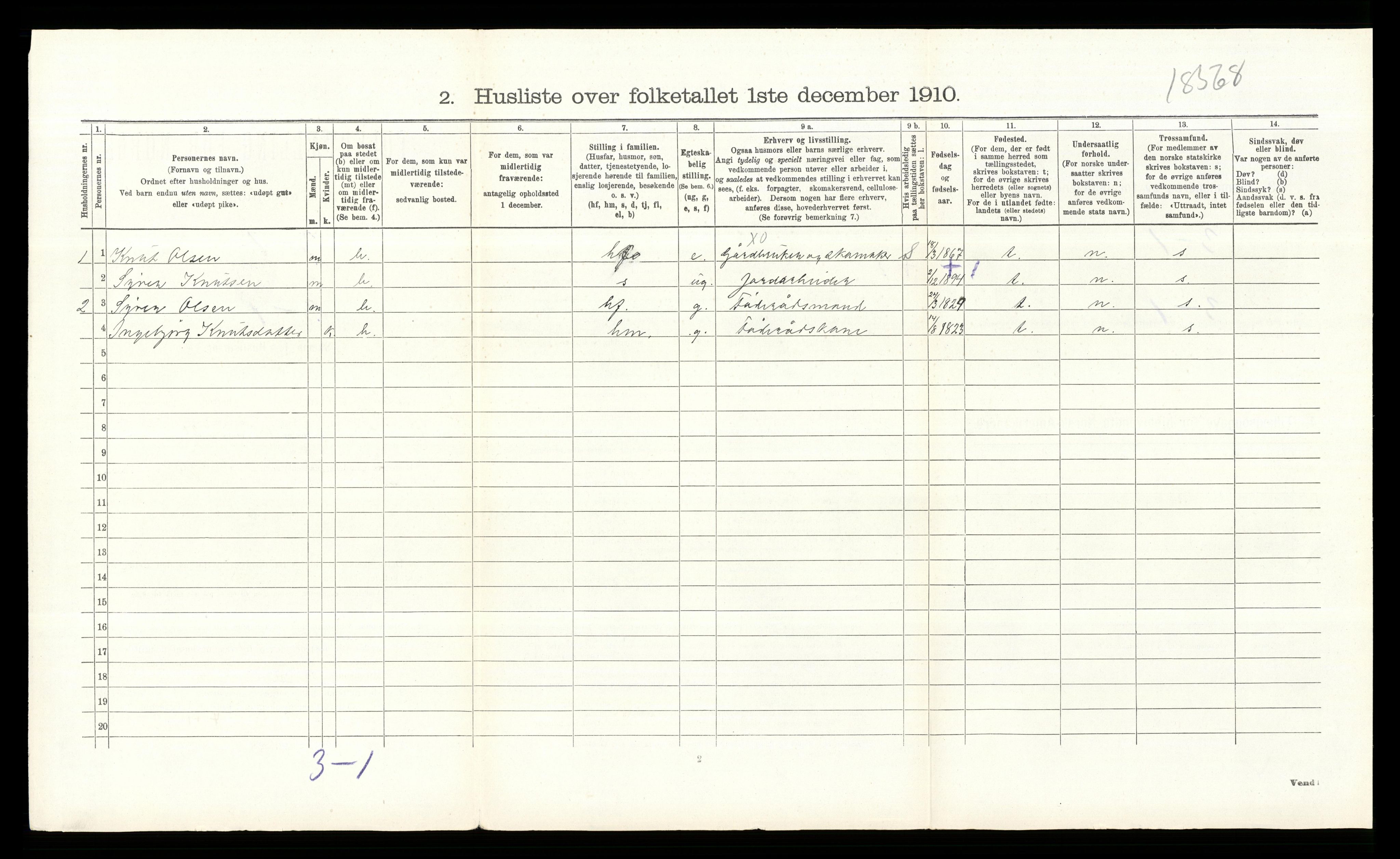 RA, 1910 census for Øystre Slidre, 1910, p. 145