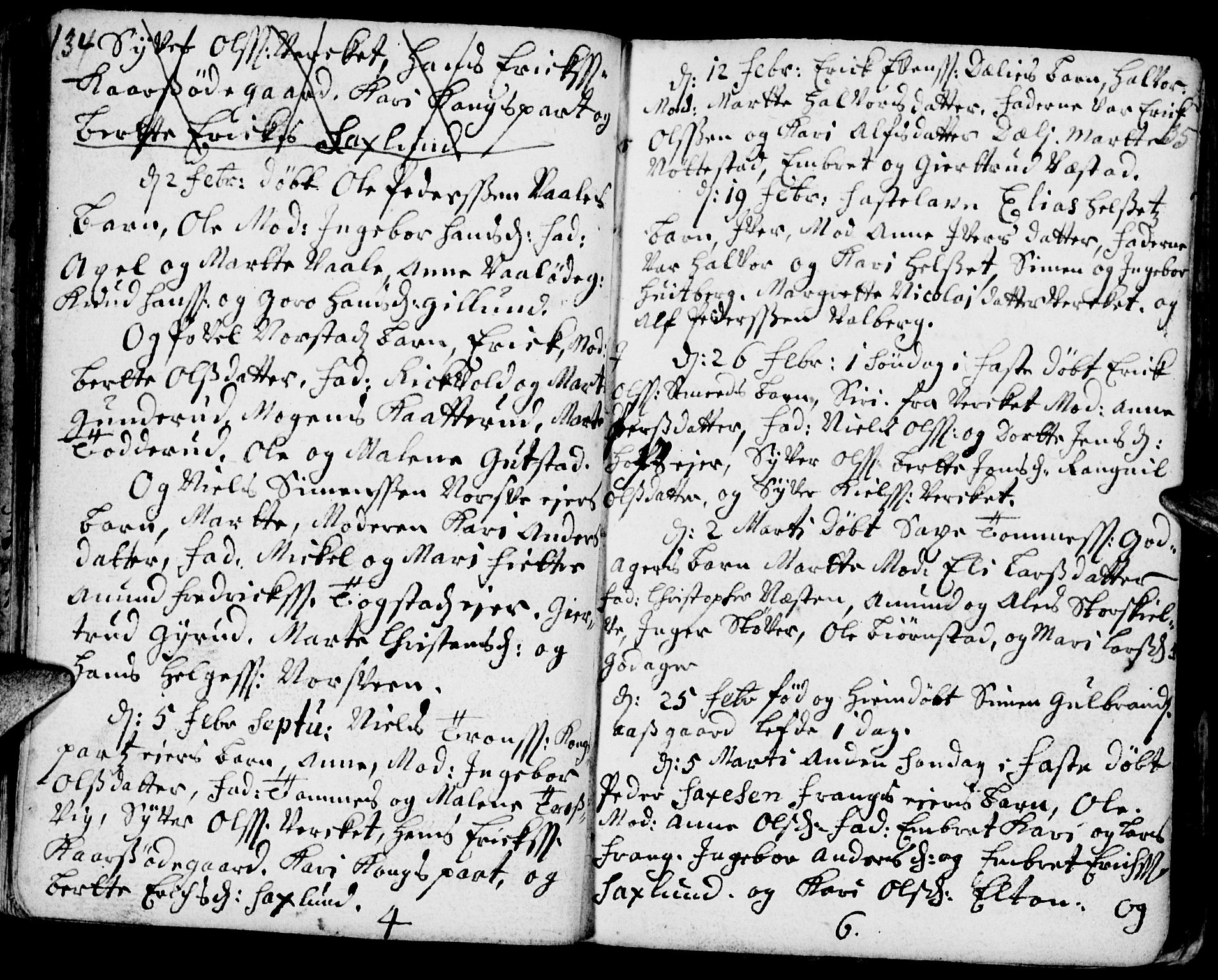 Stange prestekontor, AV/SAH-PREST-002/K/L0002: Parish register (official) no. 2, 1724-1740, p. 134-135