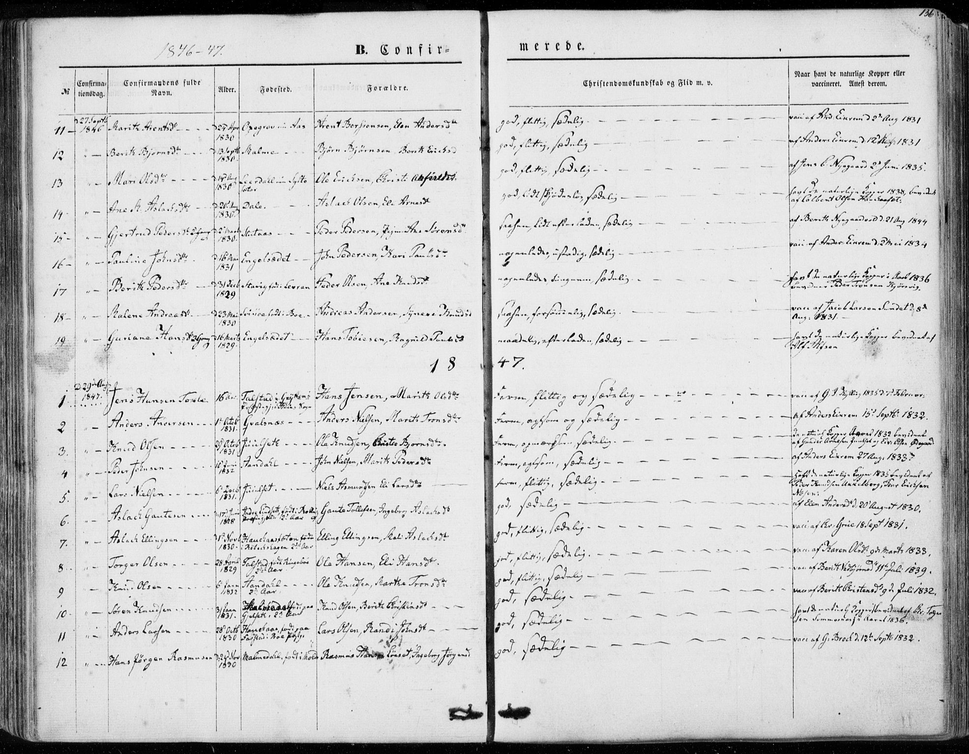 Ministerialprotokoller, klokkerbøker og fødselsregistre - Møre og Romsdal, SAT/A-1454/565/L0748: Parish register (official) no. 565A02, 1845-1872, p. 136
