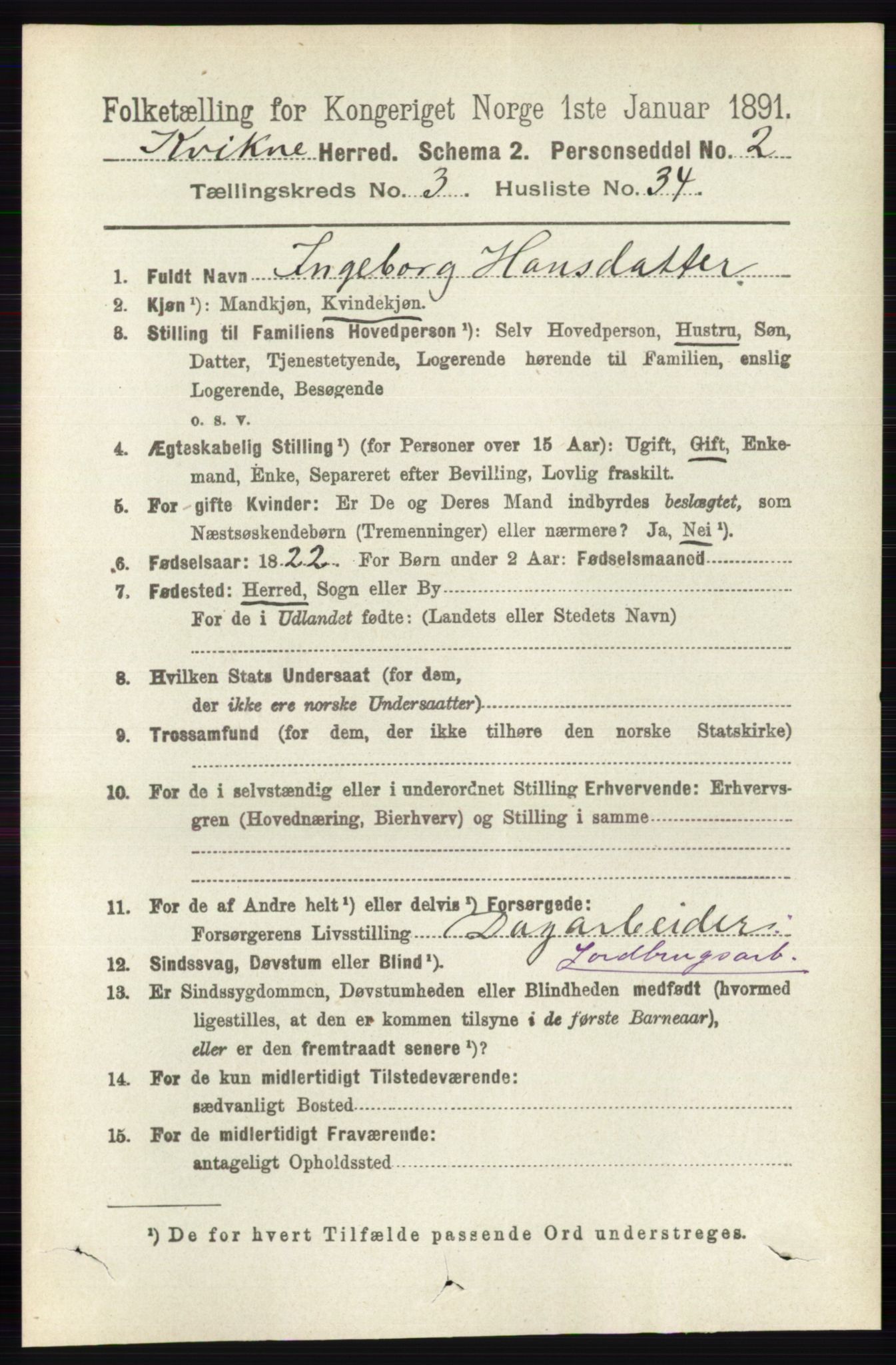 RA, 1891 census for 0440 Kvikne, 1891, p. 905