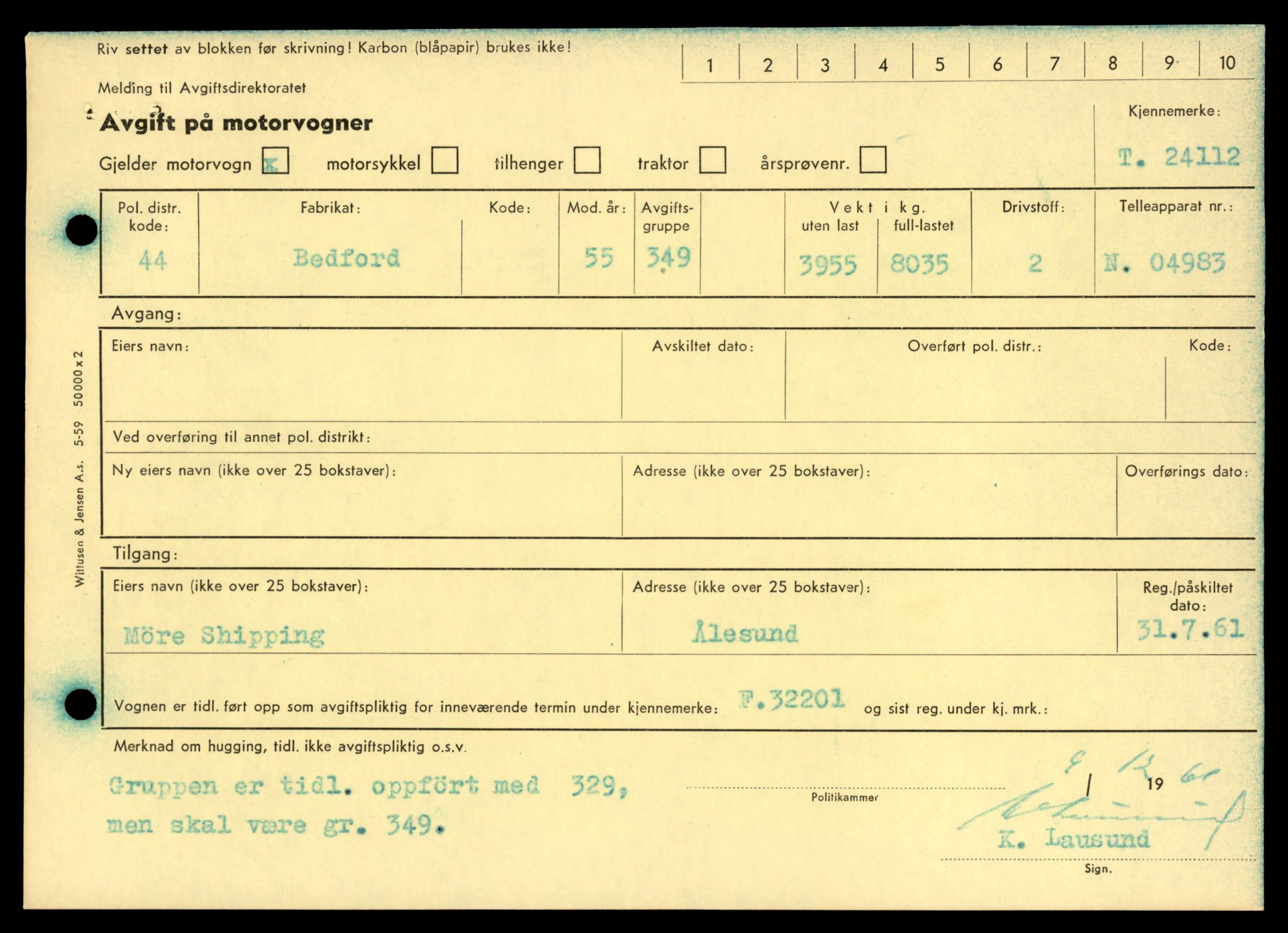 Møre og Romsdal vegkontor - Ålesund trafikkstasjon, AV/SAT-A-4099/F/Fe/L0036: Registreringskort for kjøretøy T 12831 - T 13030, 1927-1998, p. 1105