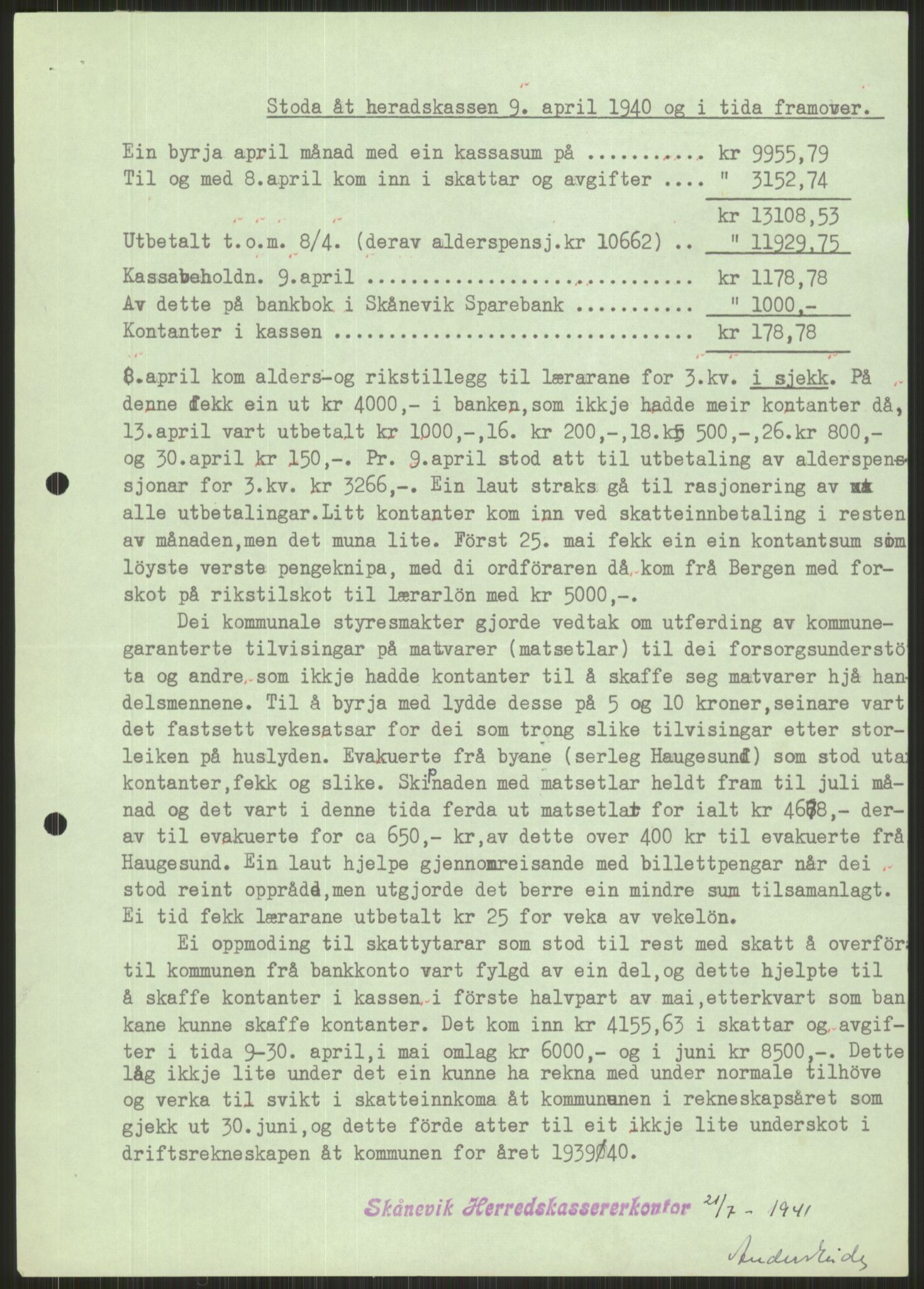 Forsvaret, Forsvarets krigshistoriske avdeling, AV/RA-RAFA-2017/Y/Ya/L0015: II-C-11-31 - Fylkesmenn.  Rapporter om krigsbegivenhetene 1940., 1940, p. 406