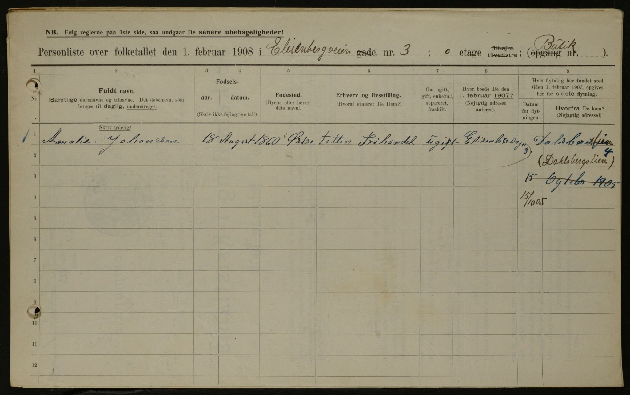 OBA, Municipal Census 1908 for Kristiania, 1908, p. 18648