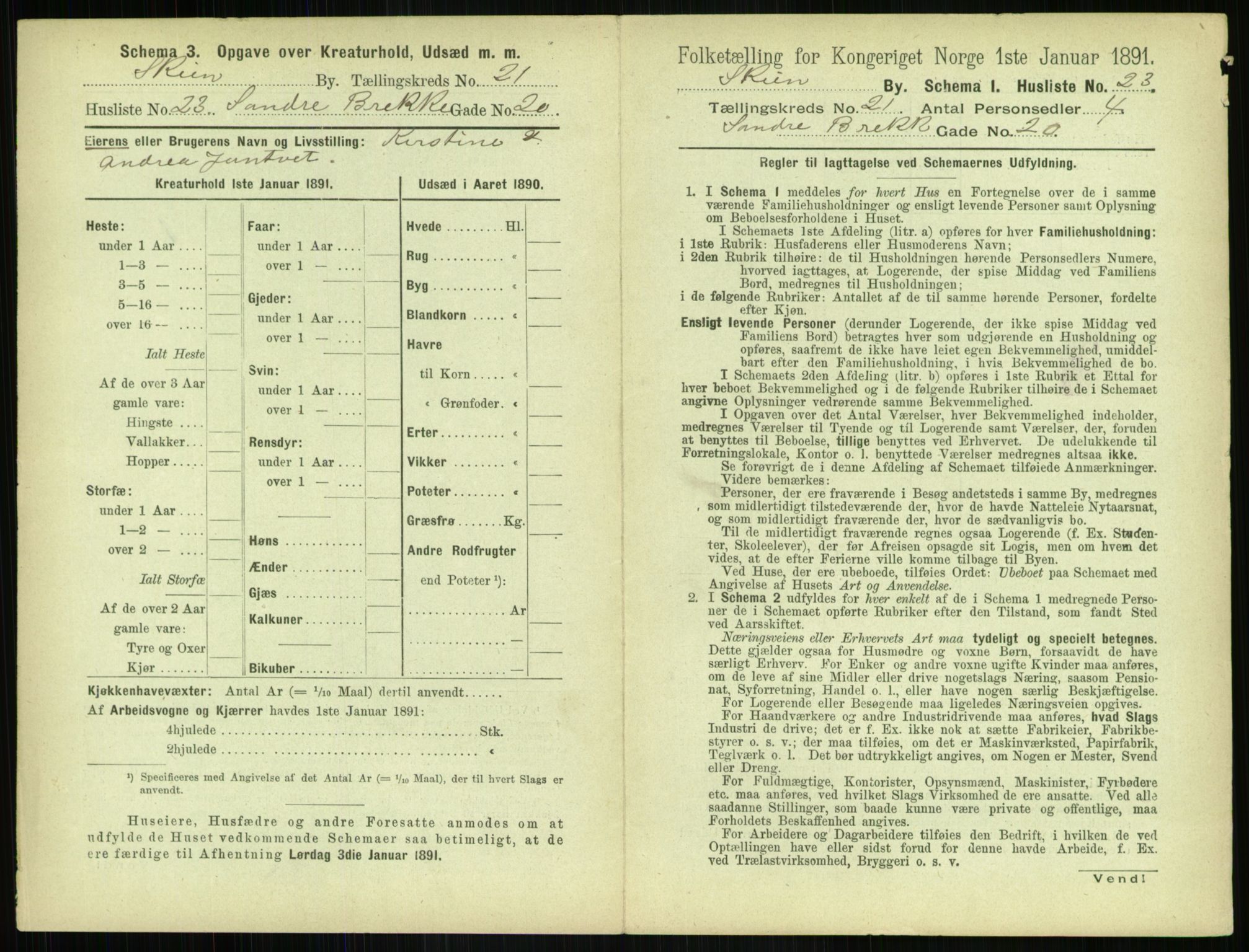 RA, 1891 census for 0806 Skien, 1891, p. 840