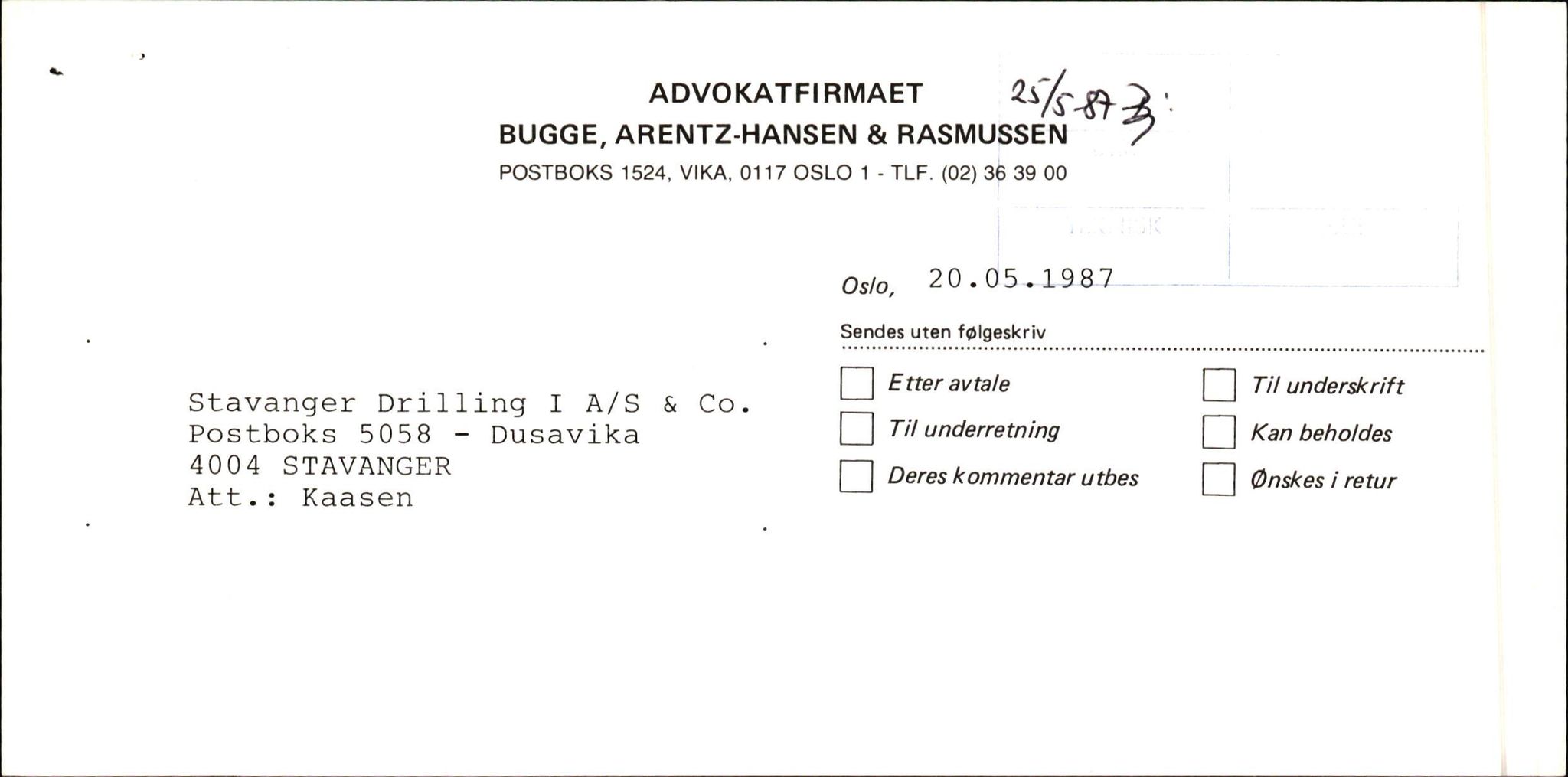 Pa 1503 - Stavanger Drilling AS, AV/SAST-A-101906/2/E/Ec/Eca/L0001: Korrespondanse med Phillips Petroleum Company, 1976-1984