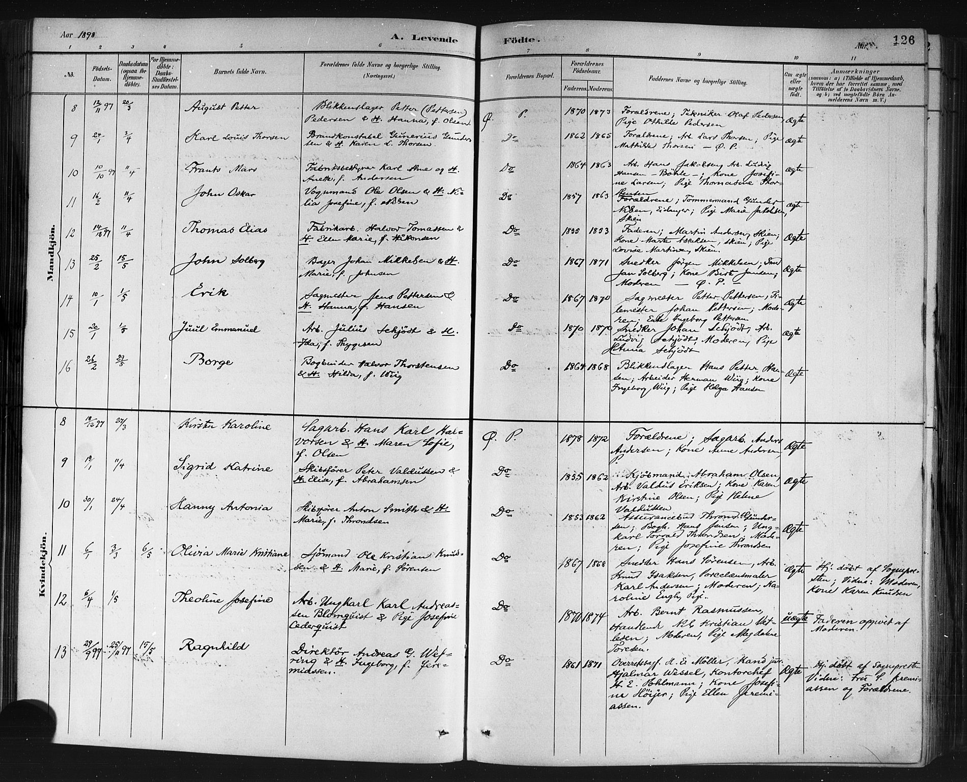 Porsgrunn kirkebøker , SAKO/A-104/G/Gb/L0005: Parish register (copy) no. II 5, 1883-1915, p. 126