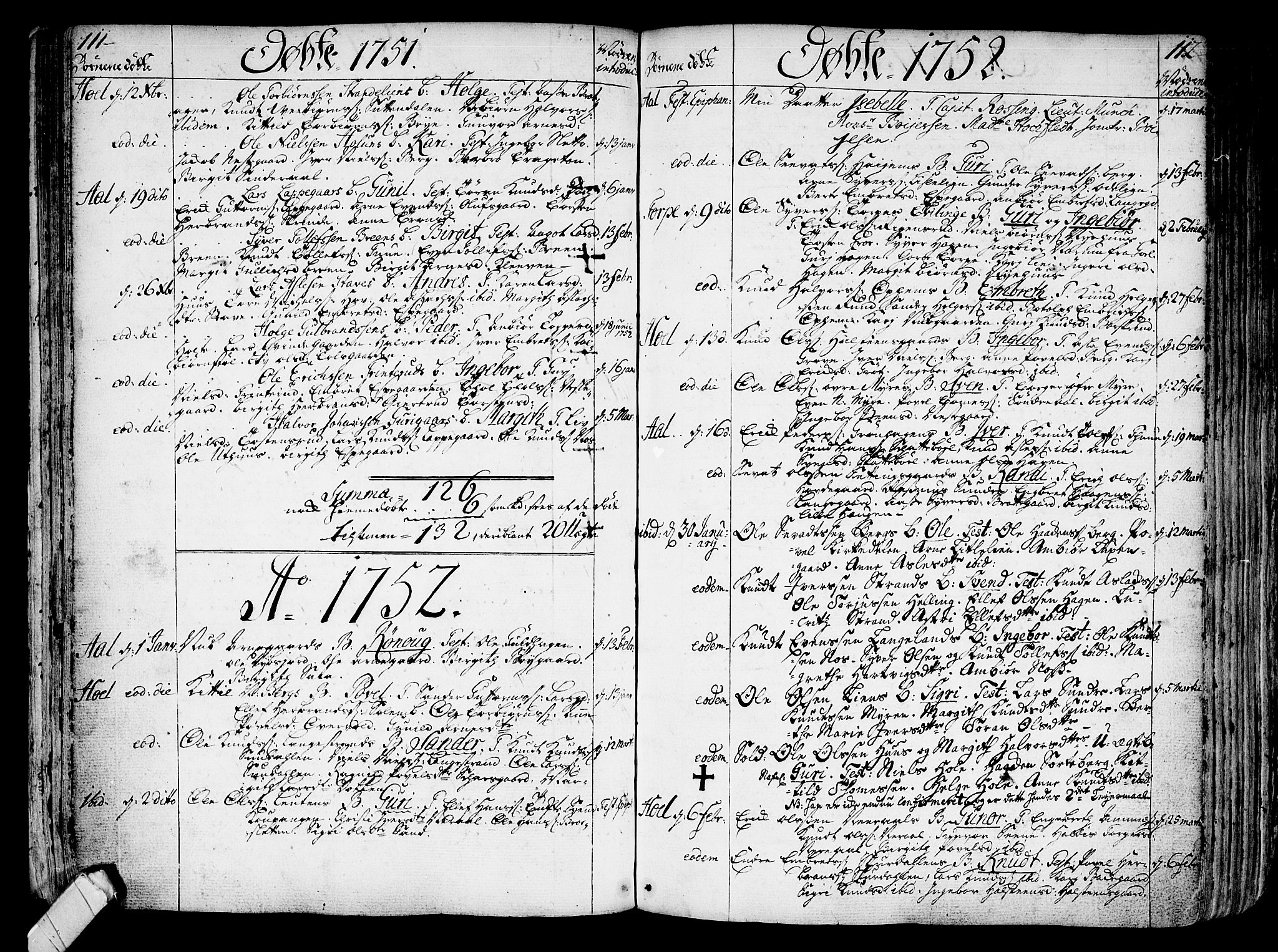 Ål kirkebøker, SAKO/A-249/F/Fa/L0001: Parish register (official) no. I 1, 1744-1769, p. 111-112