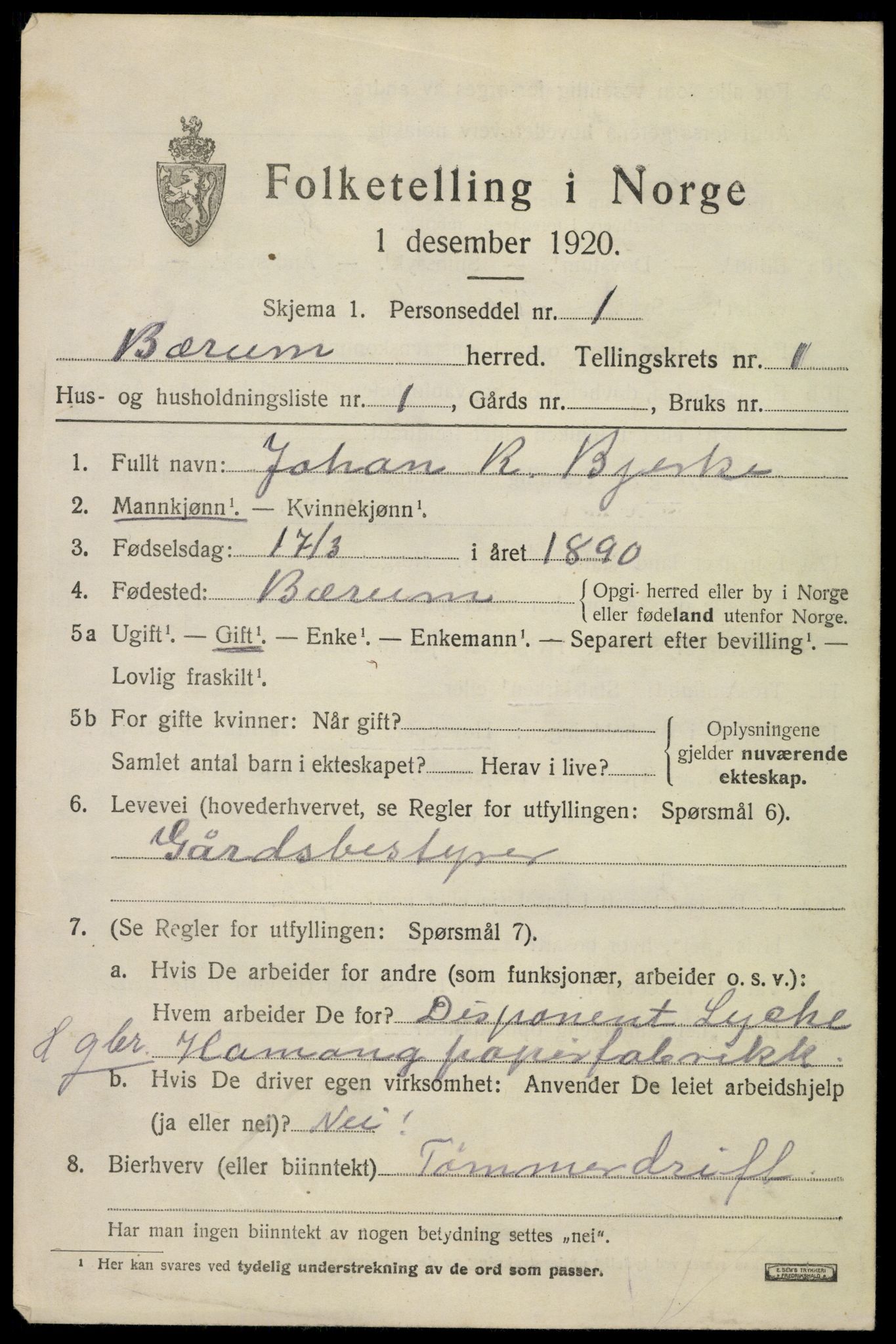 SAO, 1920 census for Bærum, 1920, p. 5092